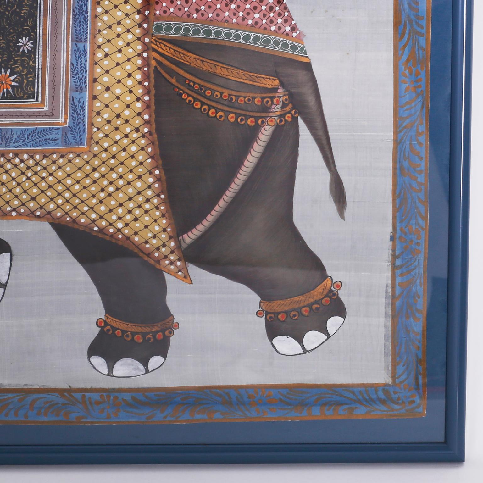 Hand-Painted  Balinese Elephant Painting on Silk
