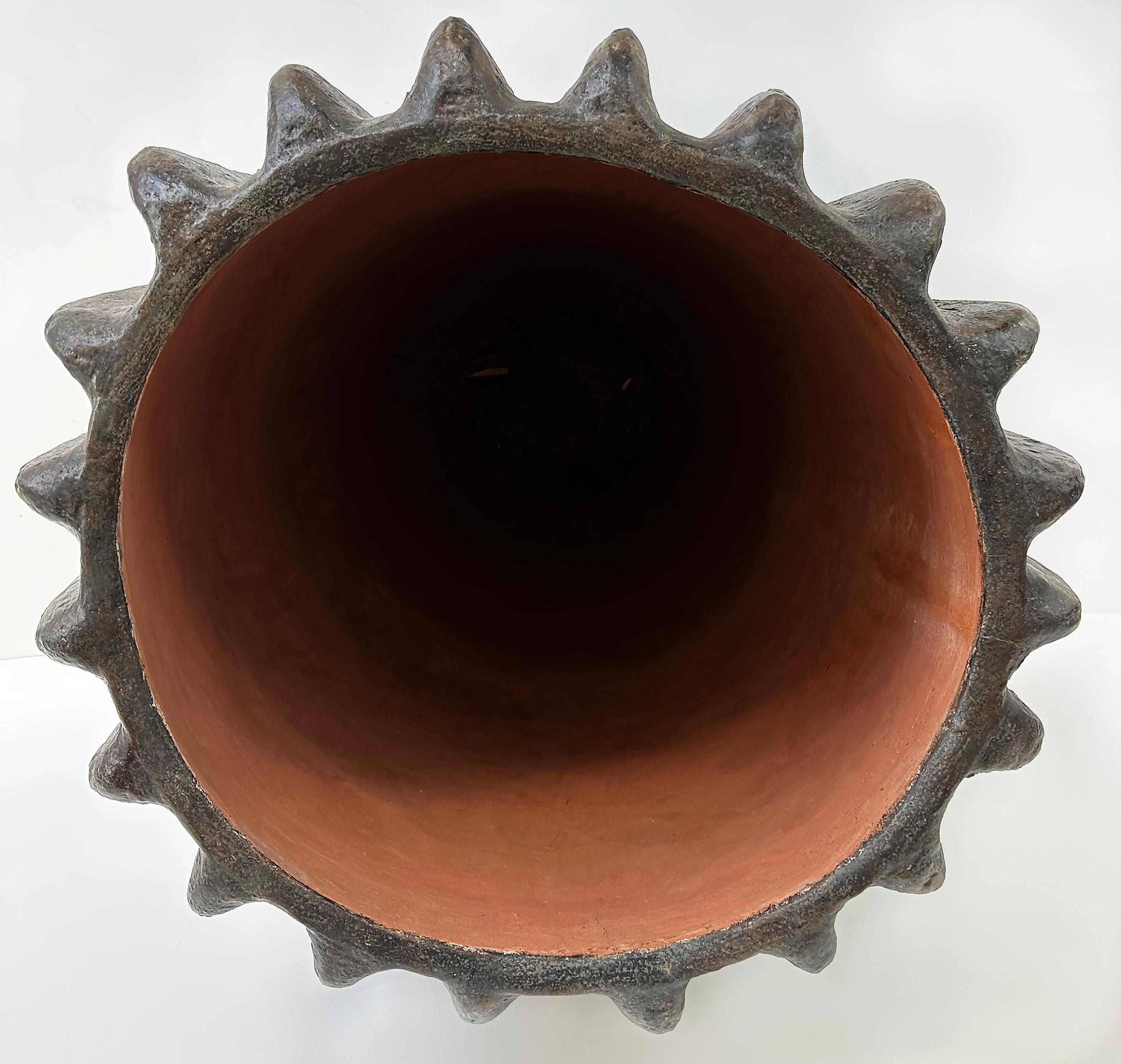 Balinese Fluted Brown Terracotta Planters, 2 Available For Sale 1