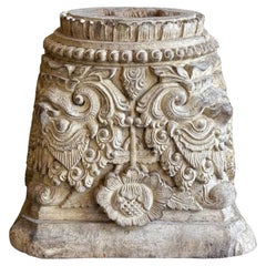 Balinese hand-carved antique Chapiter Column Accent