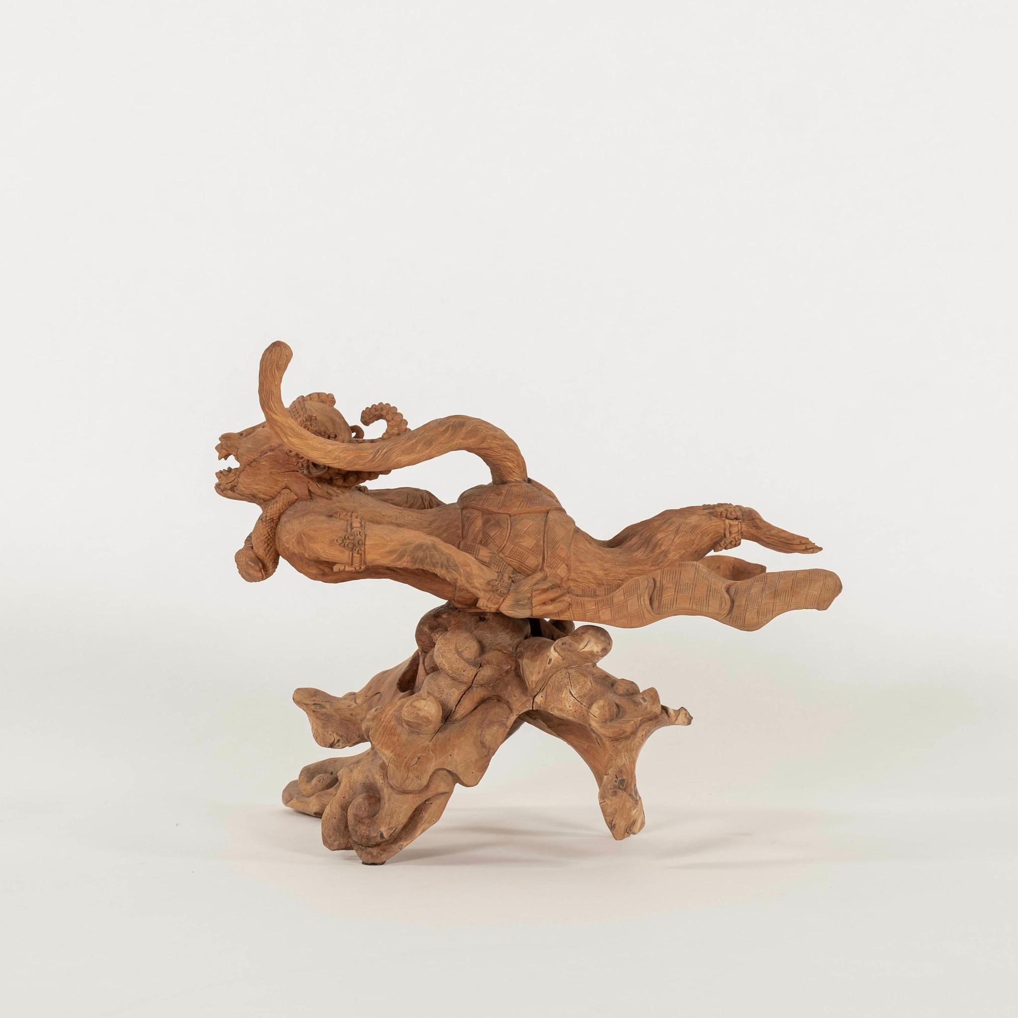 Bois Sculpture balinaise Hanuman, singe volant, sculptée à la main en vente
