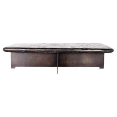 Balinese Hand Wrought River Stone Coffee Table on Steel Mount