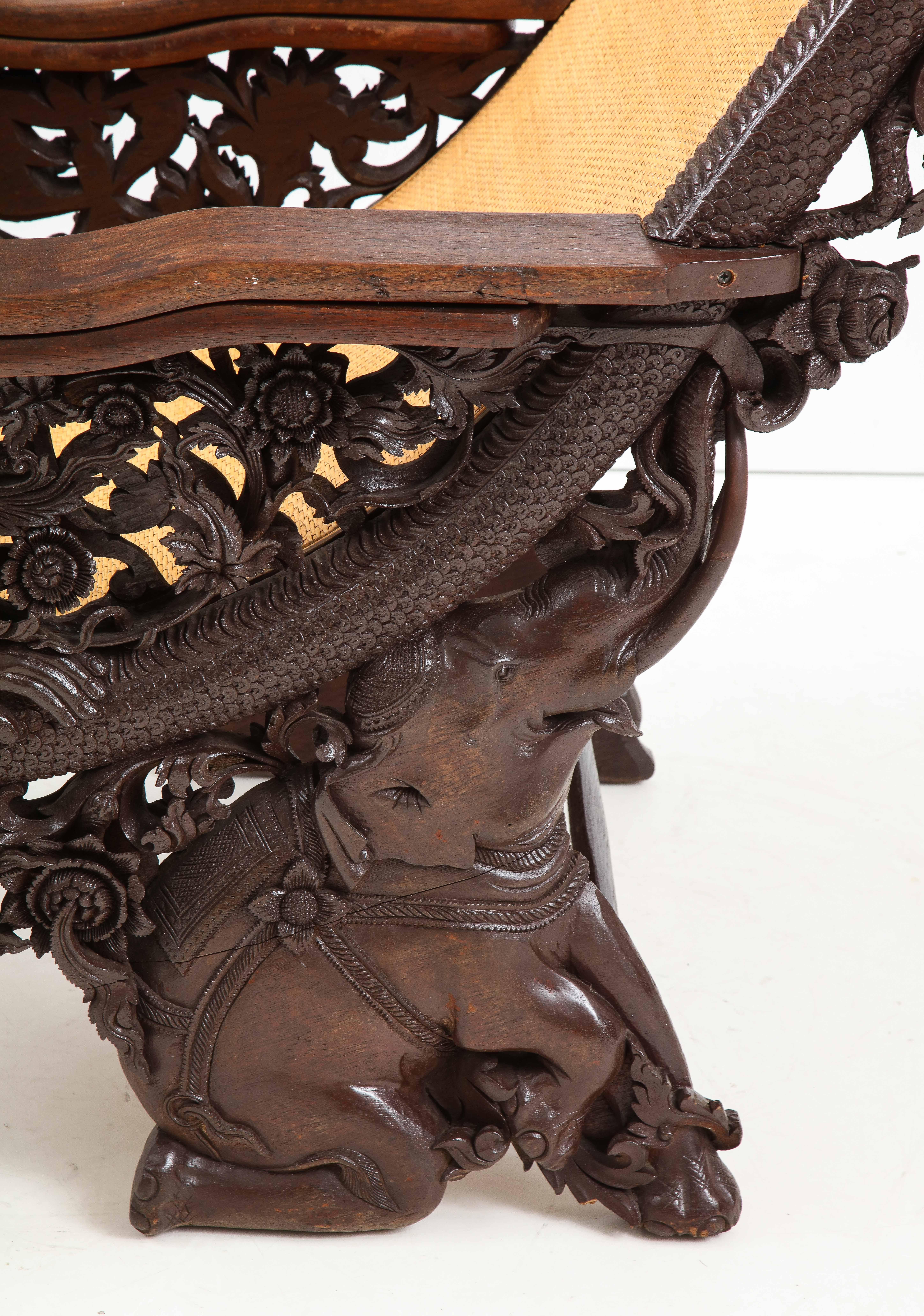Heavily Carved Rosewood Plantation Chair 4