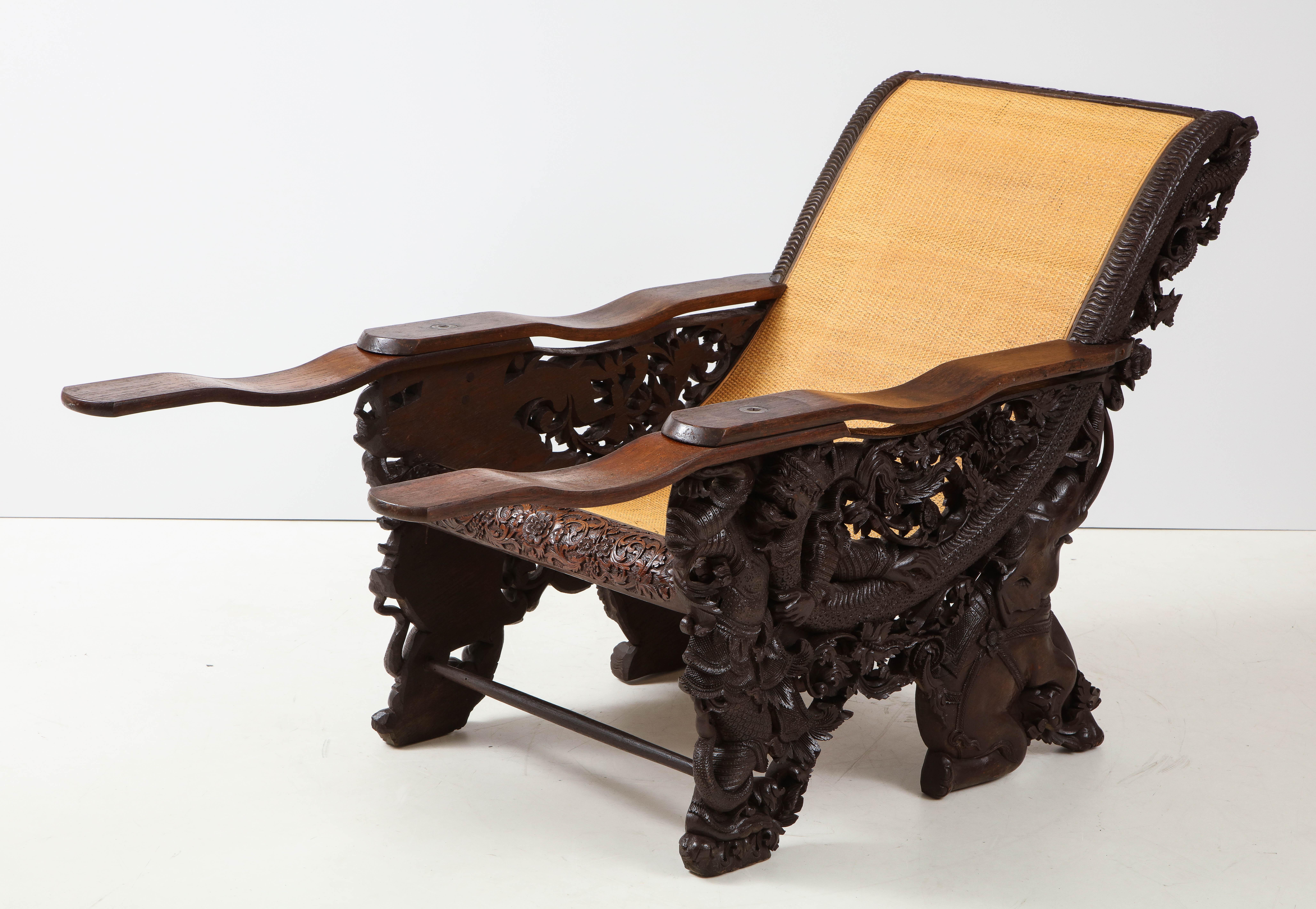 Hand-Carved Heavily Carved Rosewood Plantation Chair
