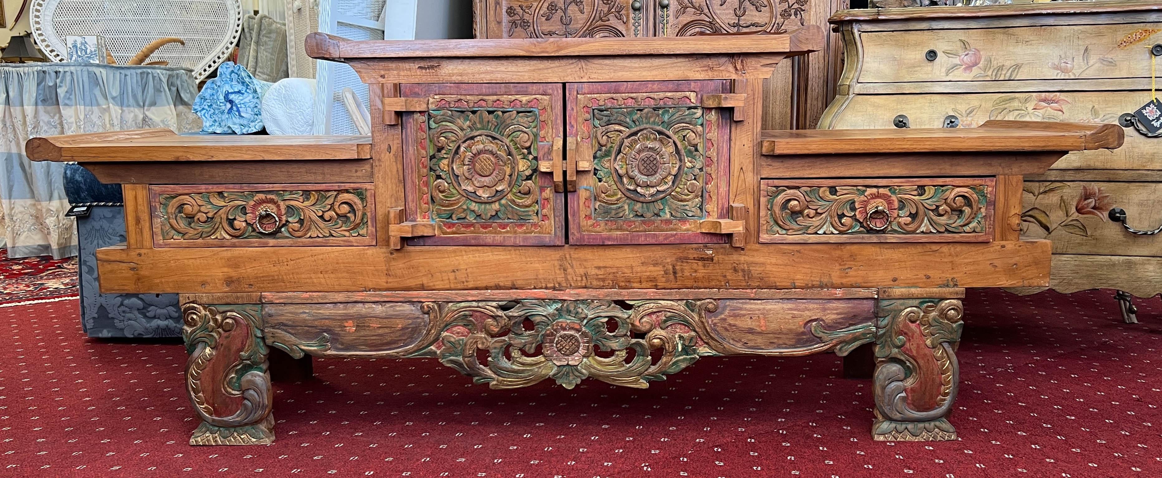 Balinese Hi-Low/Altar Cabinet In Good Condition For Sale In Palm Beach Gardens, FL