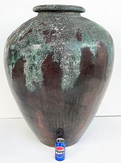 Balinesisches Pflanzgefäß "Glasir" aus glasierter Terrakotta in Jade und Brown