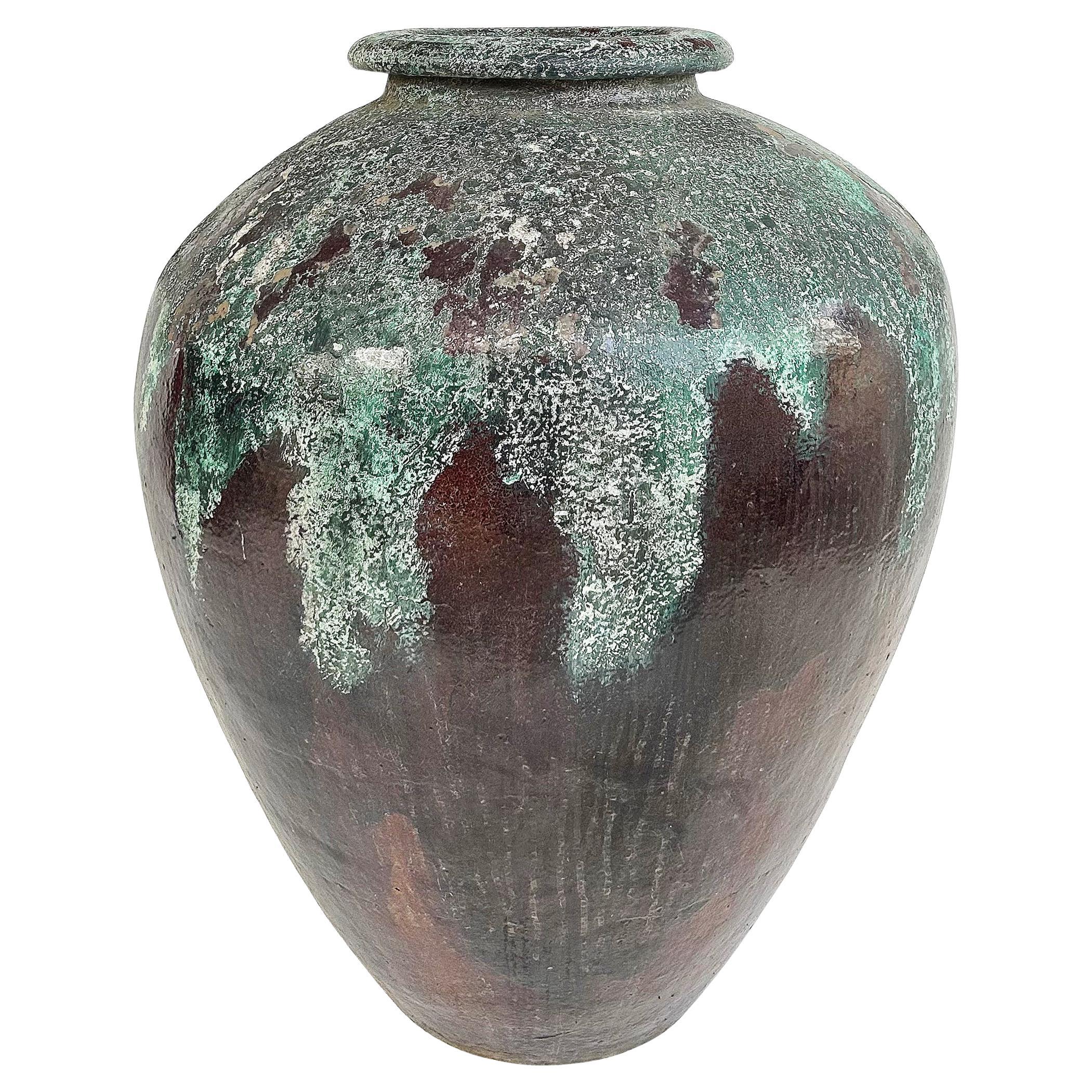Balinese Jade and Brown "Glasir" Glazed Terracotta Planter