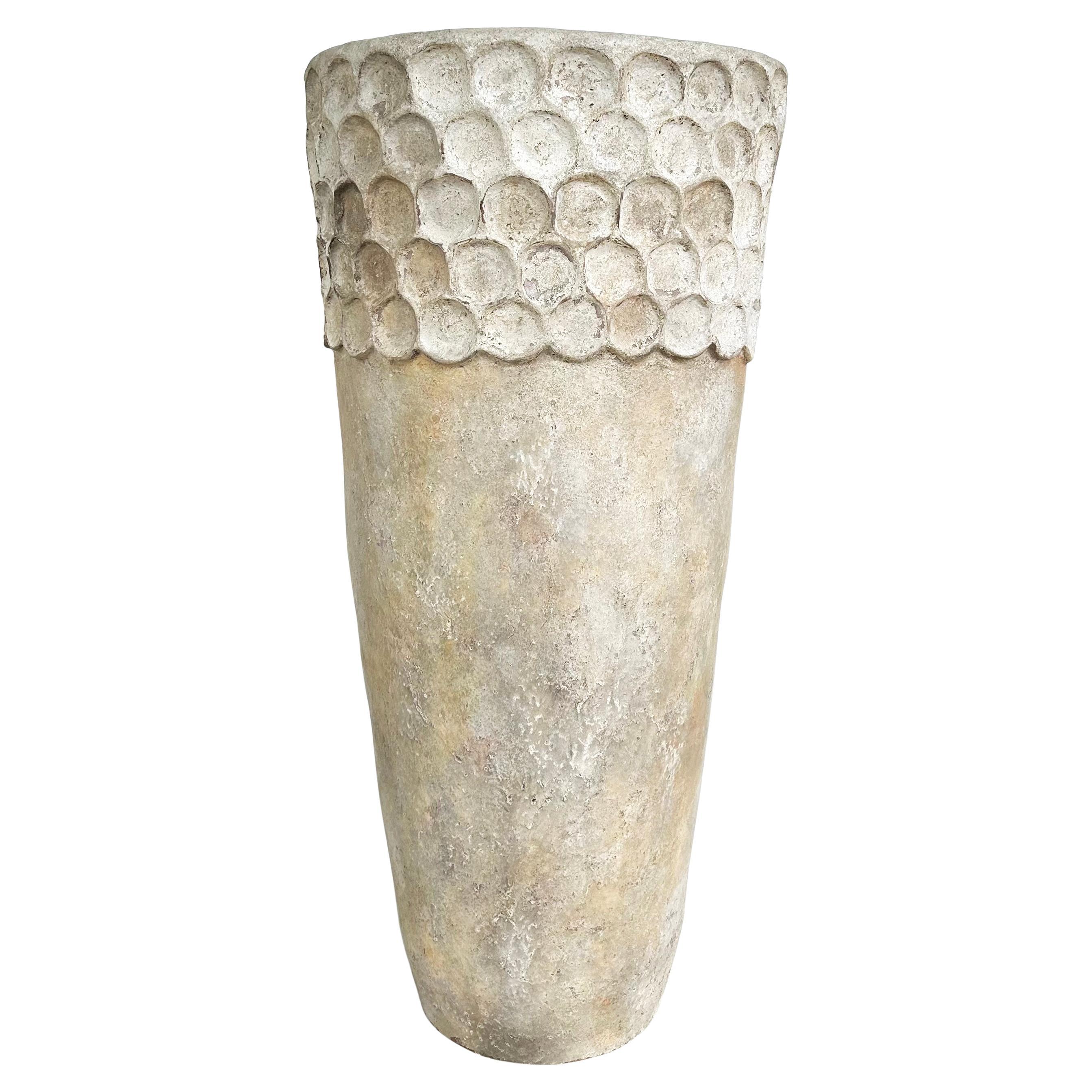 Balinese "Kojong Antique" Large White Terracotta Planter, Two Available