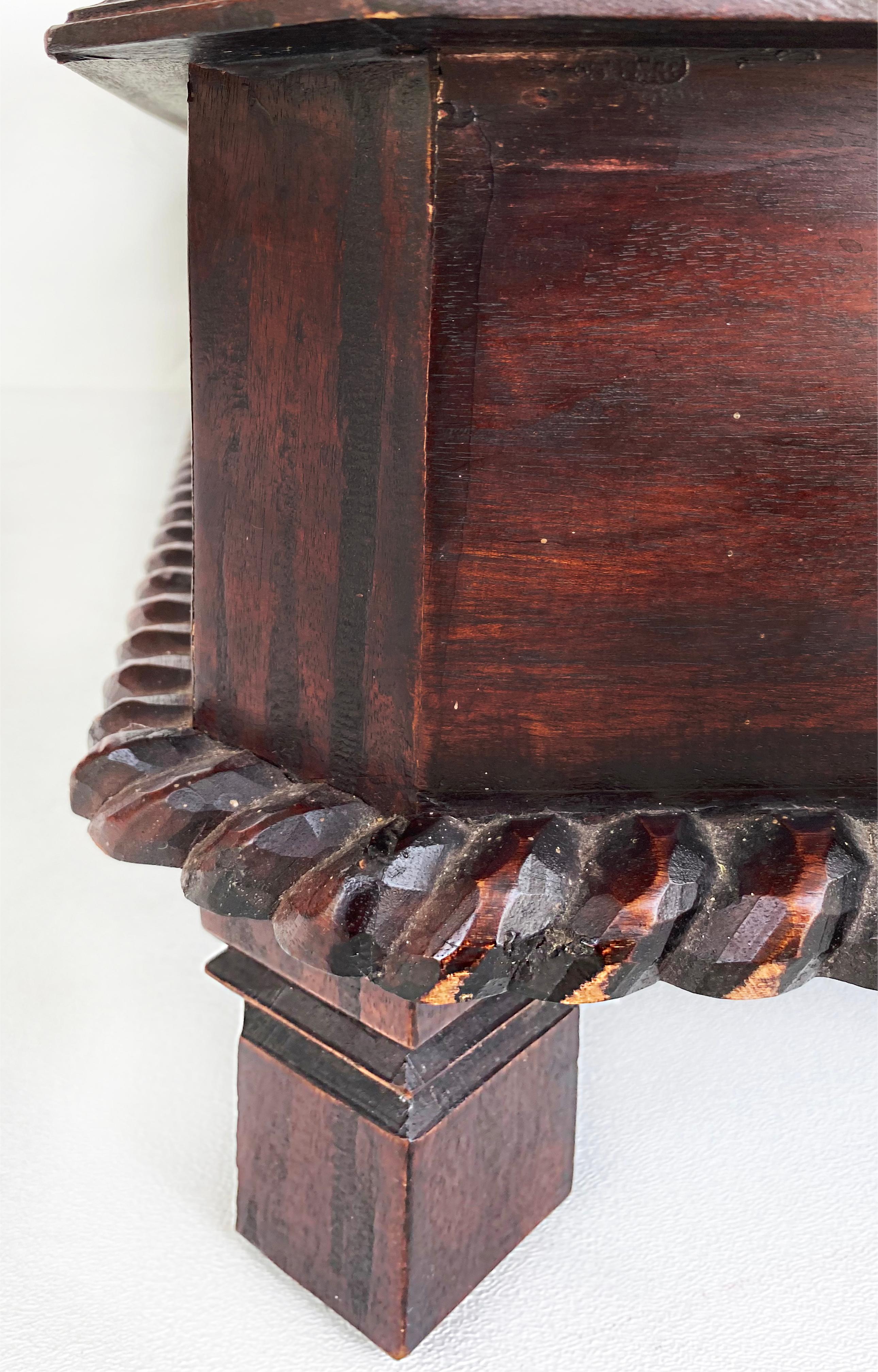 20th Century Balinese Mahogany 2-Tier 2 Drawer Coffee Table with Inset Glass Top