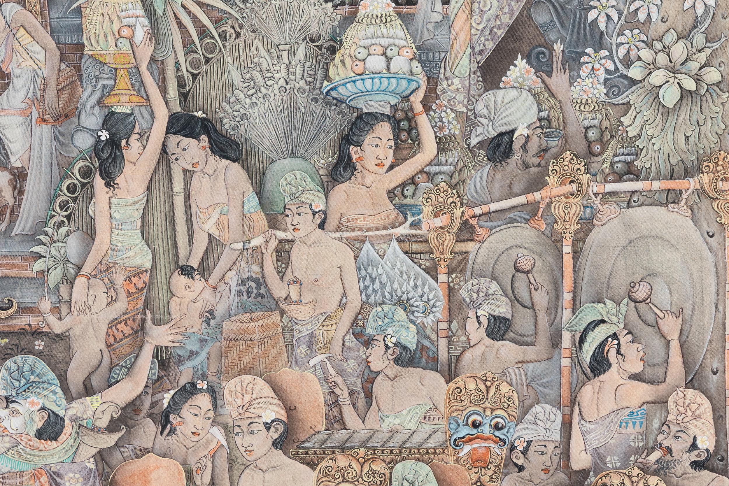 Balinesisches Gemälde, Kunstwerk, Volkskunst, 1980er Jahre im Angebot 1