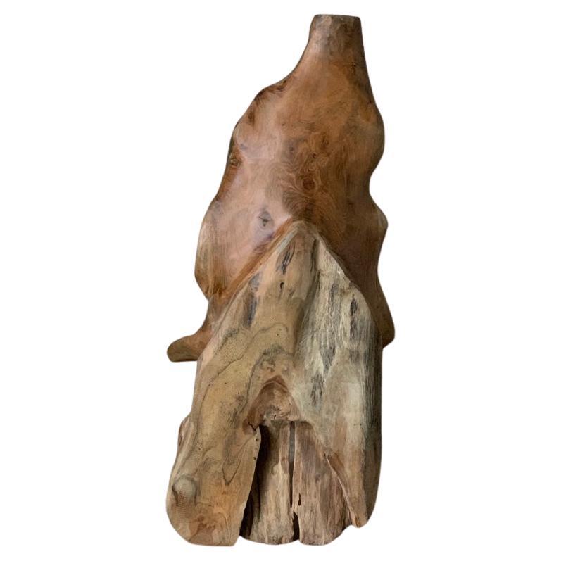 Intagliato a mano Scultura centrotavola in legno di teak balinese in vendita
