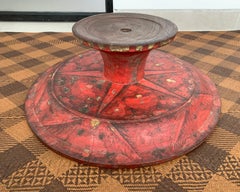 Balinese Temple Offering Tray / Bowl 'Dulang' Floral Motifs & Red Polychrome