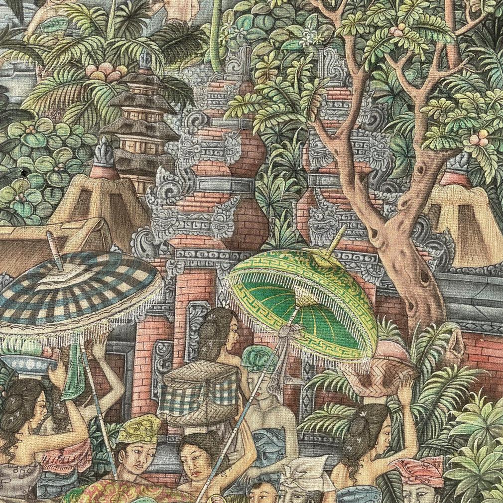 Toile Peinture traditionnelle balinaise de W. Erawati en vente