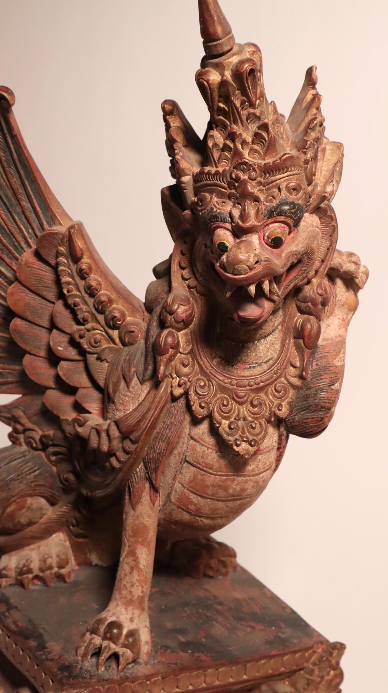 Hardwood Last chance clearance sale.  Balinese Winged Lion Guardian Indonesian Art 
