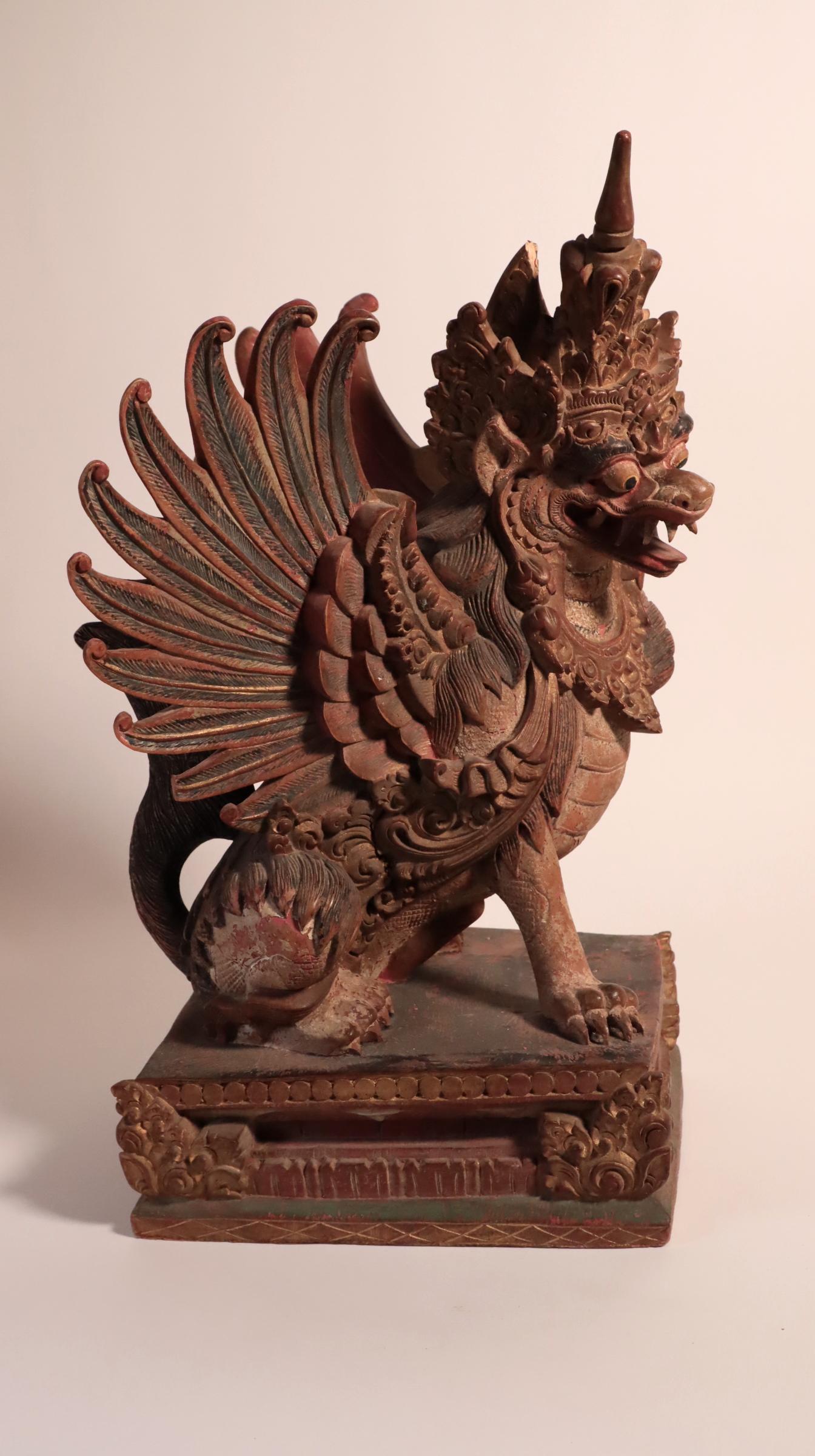 Last chance clearance sale.  Balinese Winged Lion Guardian Indonesian Art In Fair Condition In Santa Fe, NM