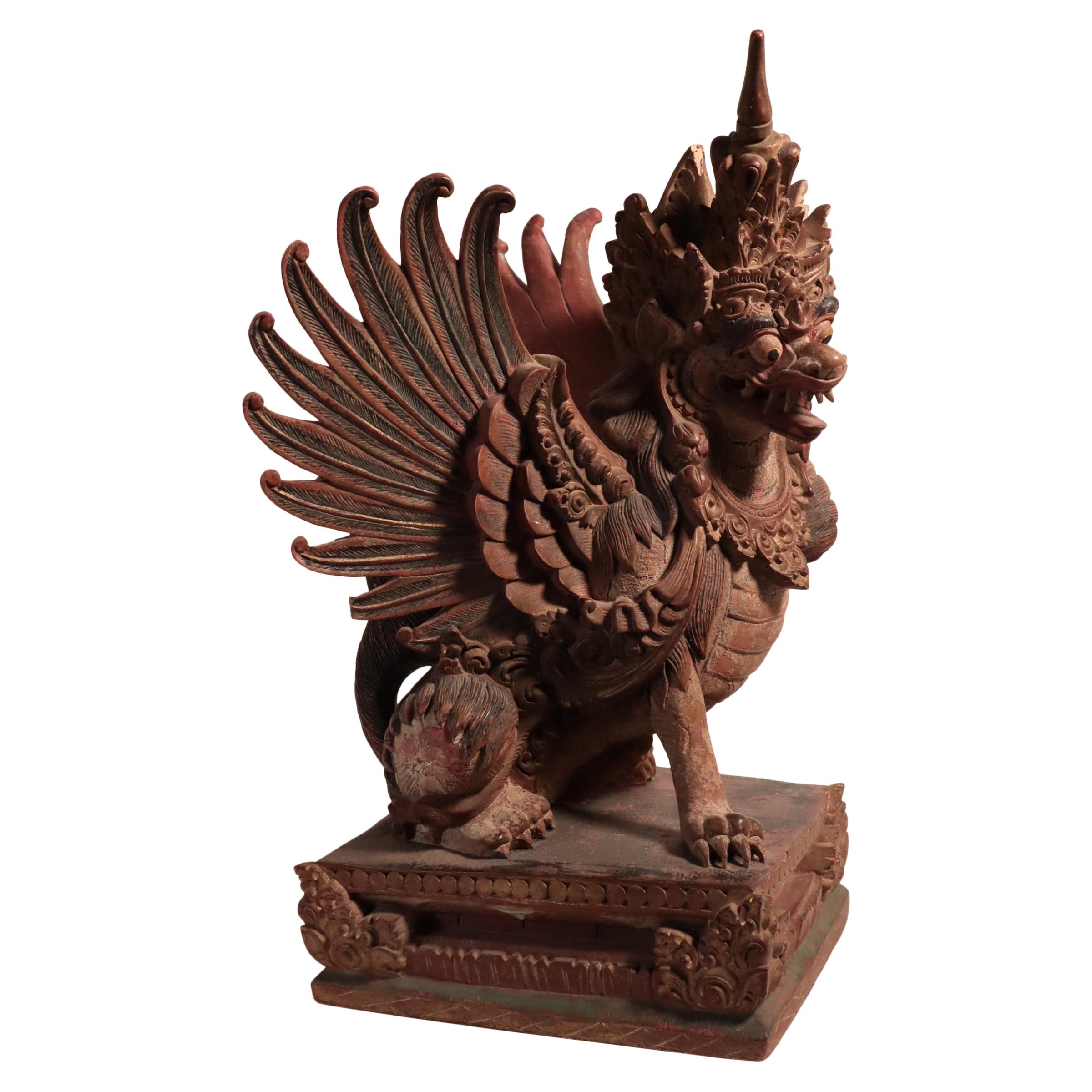 Last chance clearance sale.  Balinese Winged Lion Guardian Indonesian Art 