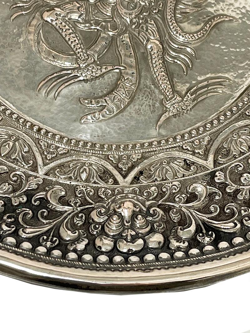 20th Century Balinese Yogya silver plate with Garuda Bird For Sale