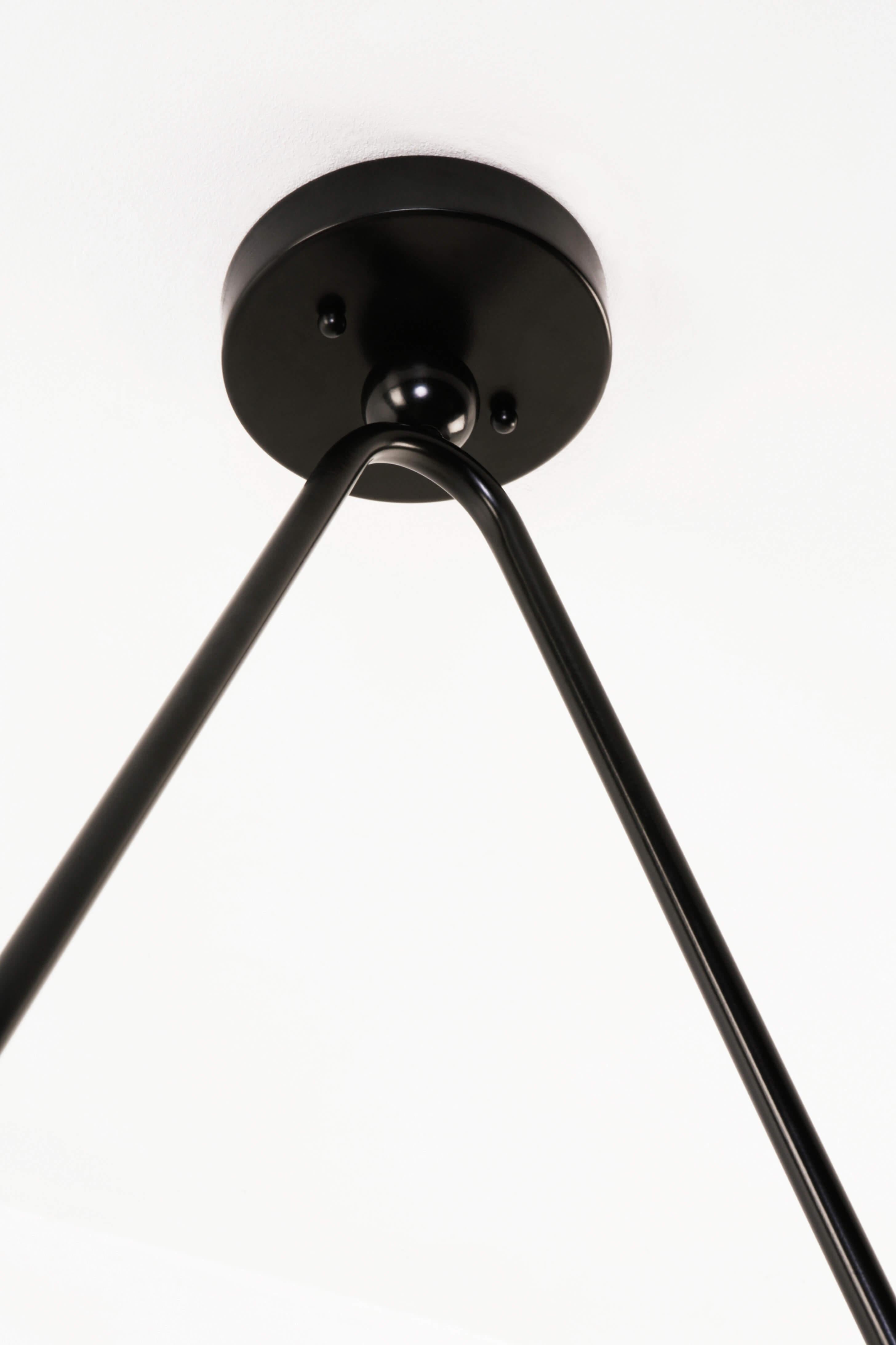 Balise Pendant in Black Powder-Coated Steel with 4 Opal Glass Globes For Sale 1