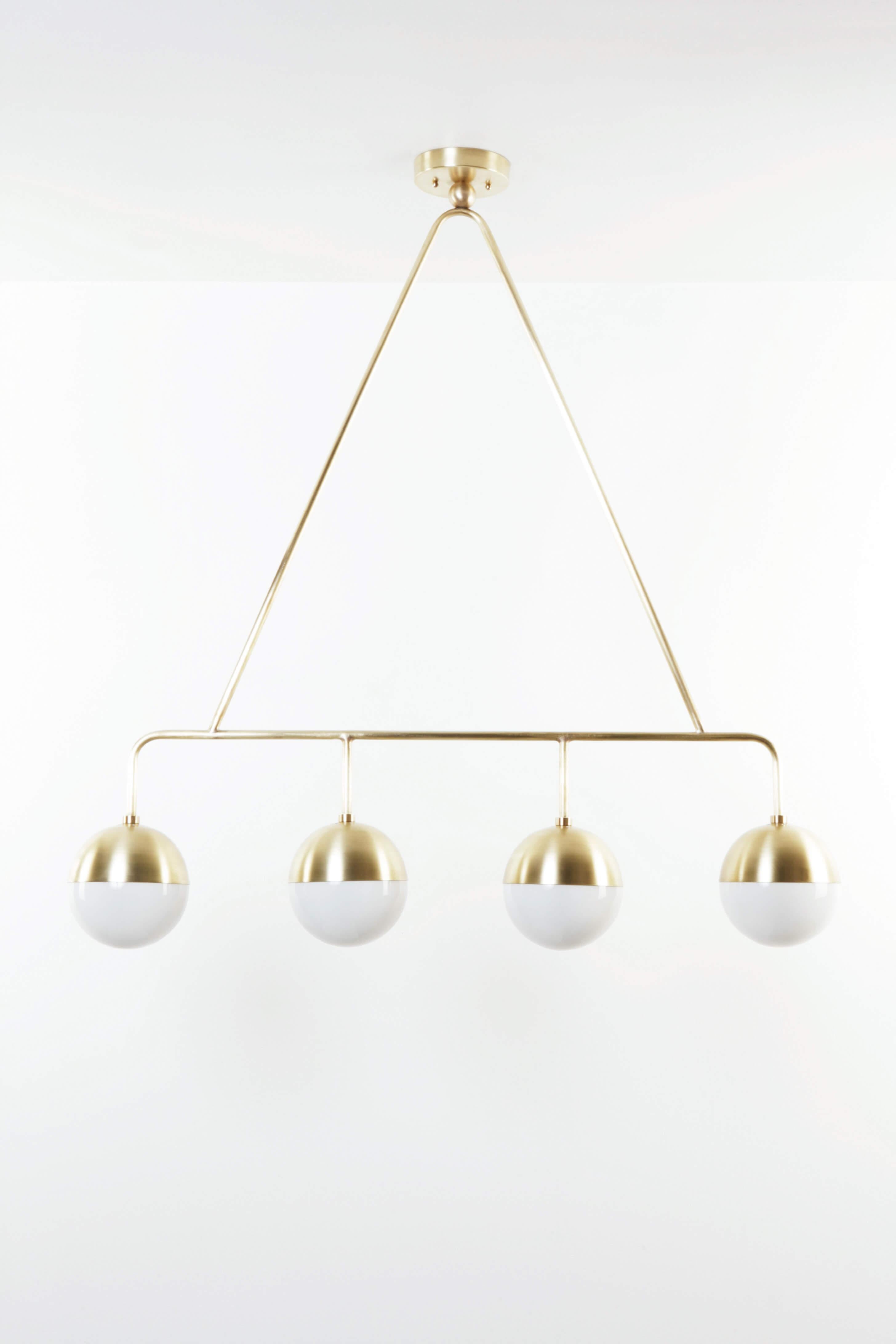 Balise Pendant in Black Powder-Coated Steel with 4 Opal Glass Globes For Sale 2