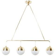 Balise Pendant Light in Brass with 4 Opal Glass Globes