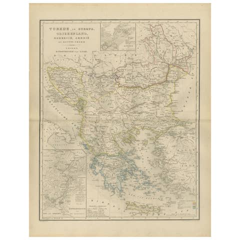 Balkans & Ottoman Europe Map with Athens Inset – Nieuwe Hand-Atlas, 1876