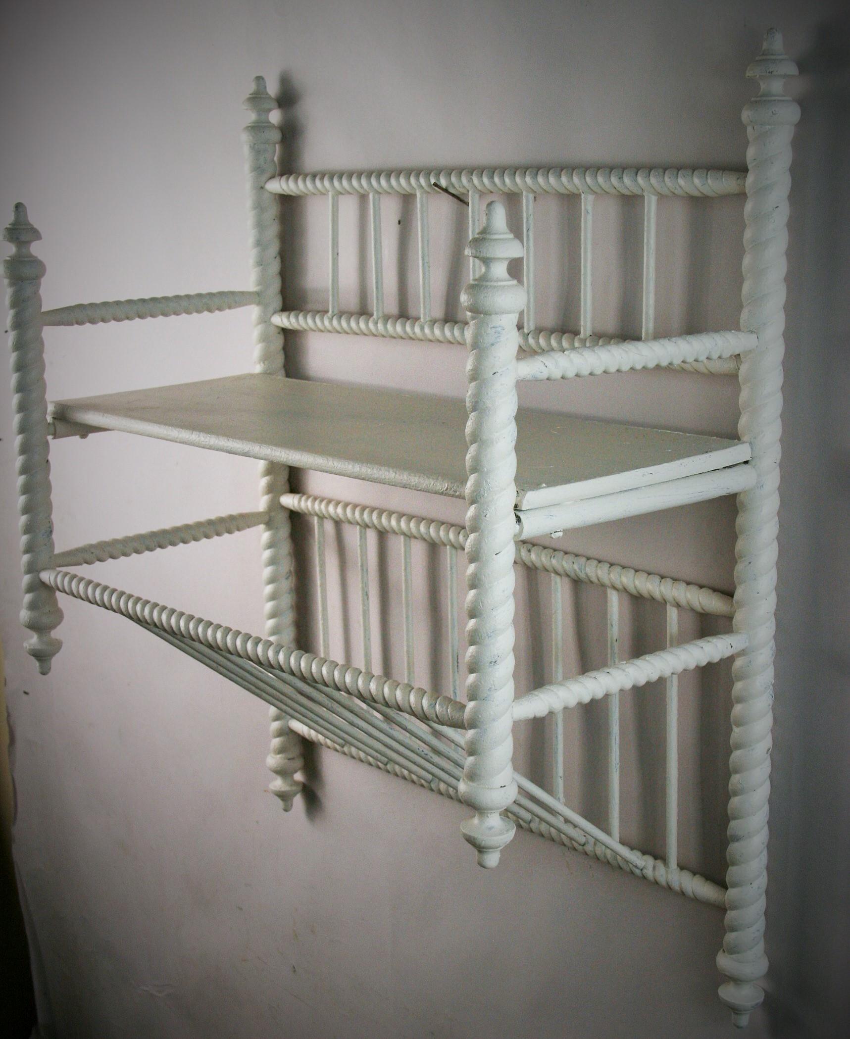 Ball and Stick Wall Shelf/Magazine Rack, 1920s In Good Condition For Sale In Douglas Manor, NY