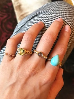 Ball Band Solitaire Ring with Tourmalated Quartz and Diamond