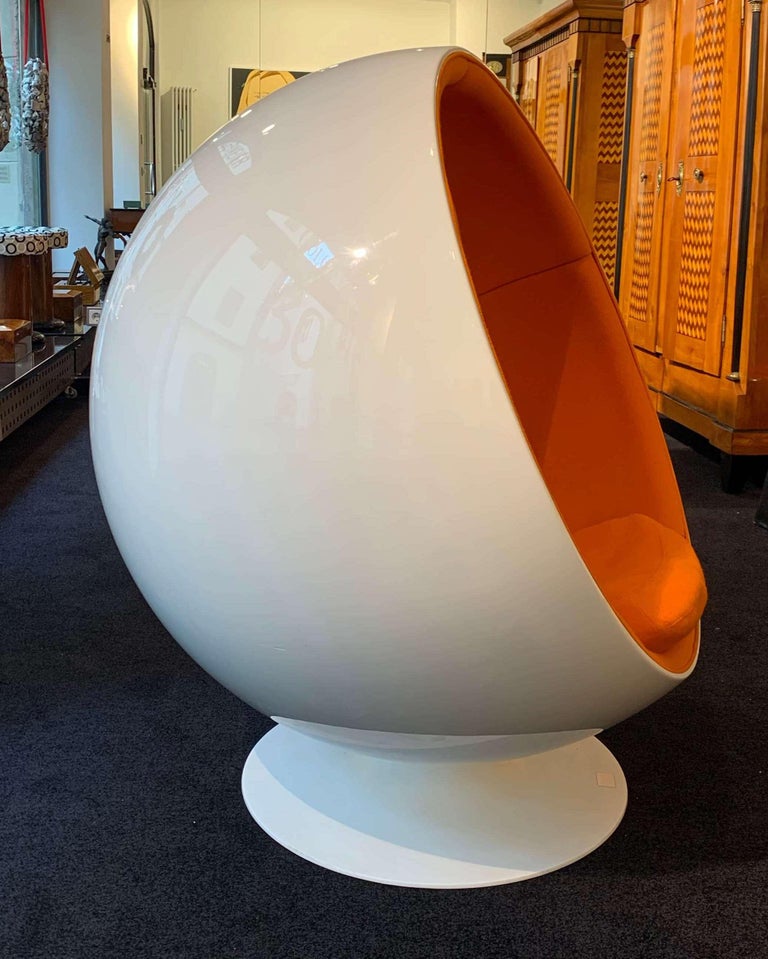 Space Age Ball Chair by Adelta, Eero Aarino, Orange and White, Finland