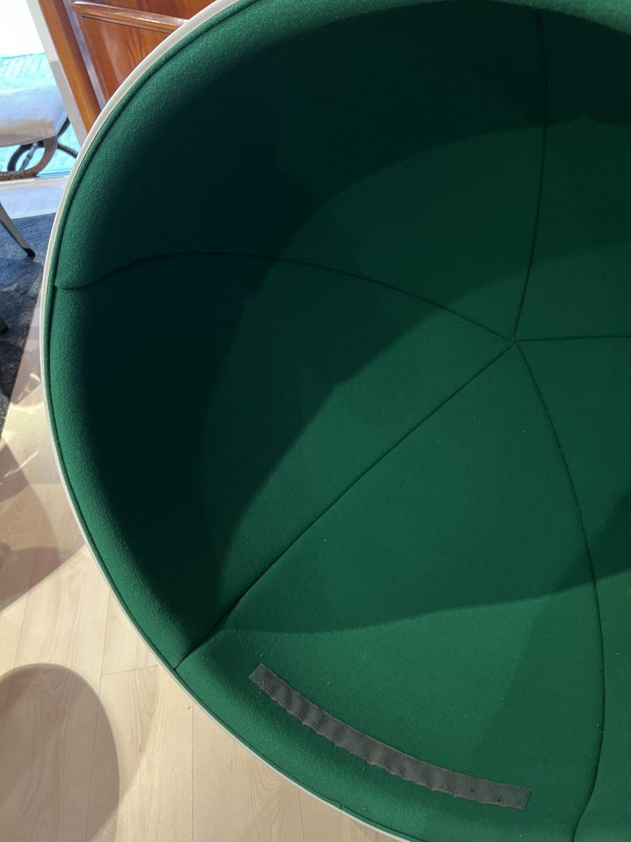 Ball Chair by Eero Aarnio, Green and White, Adelta, Finland circa 1980/90s 2