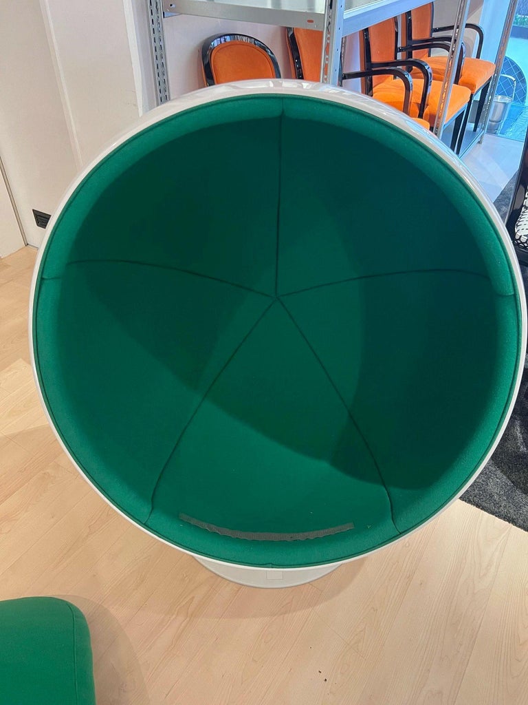 Ball Chair by Eero Aarnio, Green and White, Adelta, Finland circa 1980