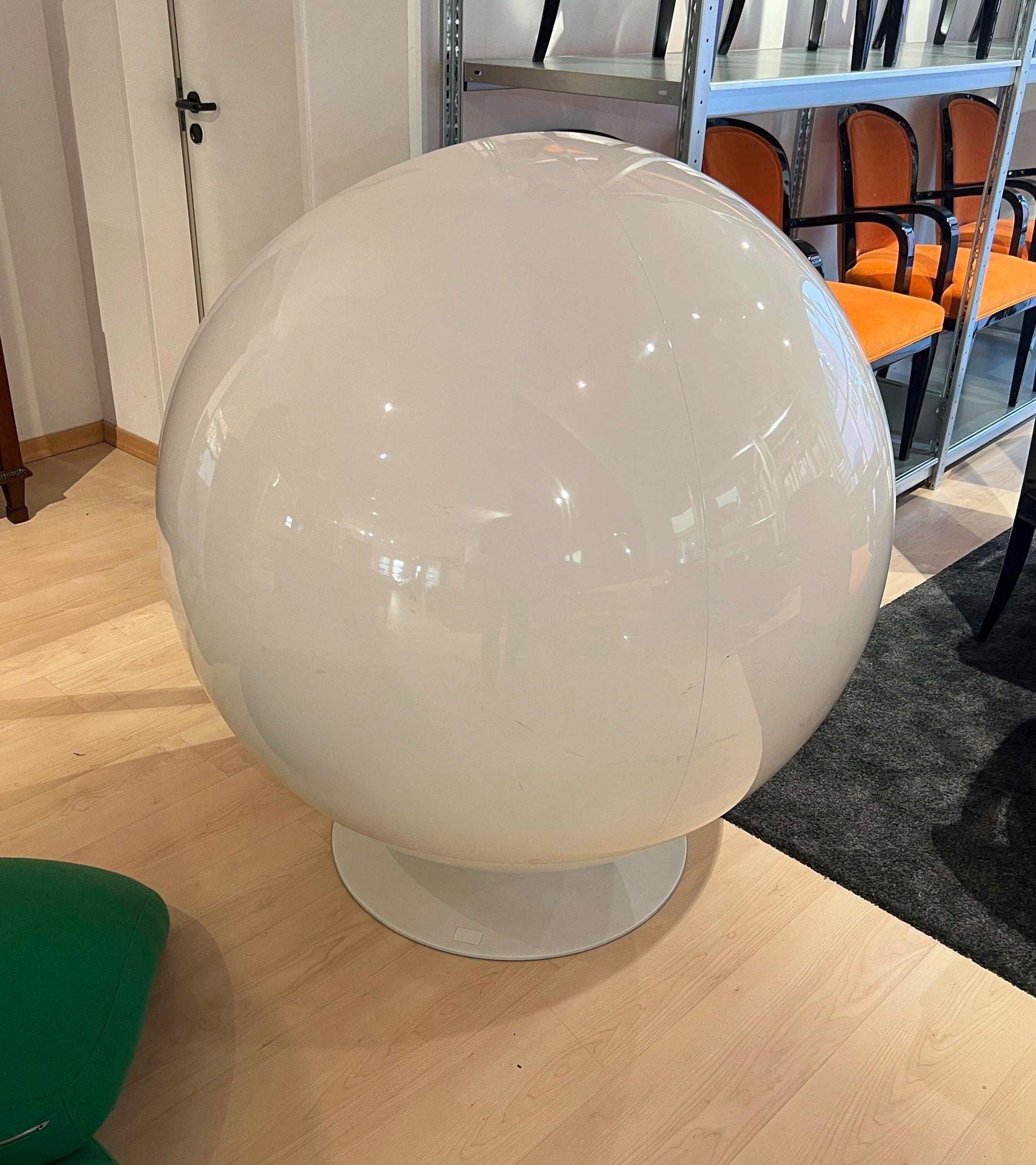 Finnish Ball Chair by Eero Aarnio, Green and White, Adelta, Finland circa 1980/1990s