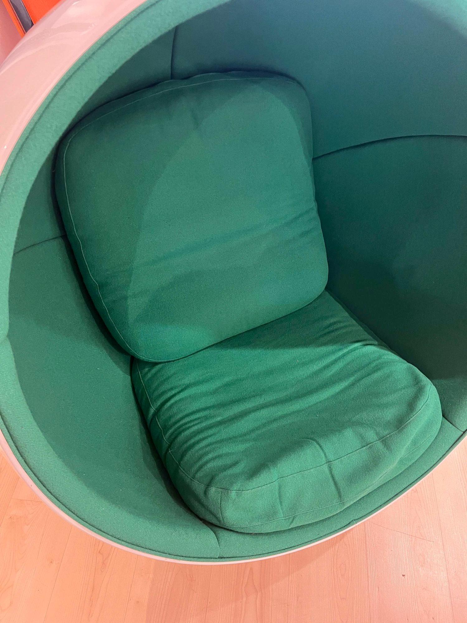 Late 20th Century Ball Chair by Eero Aarnio, Green and White, Adelta, Finland circa 1980/1990s