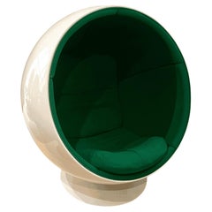 Retro Ball Chair by Eero Aarnio, Green and White, Adelta, Finland circa 1980/1990s