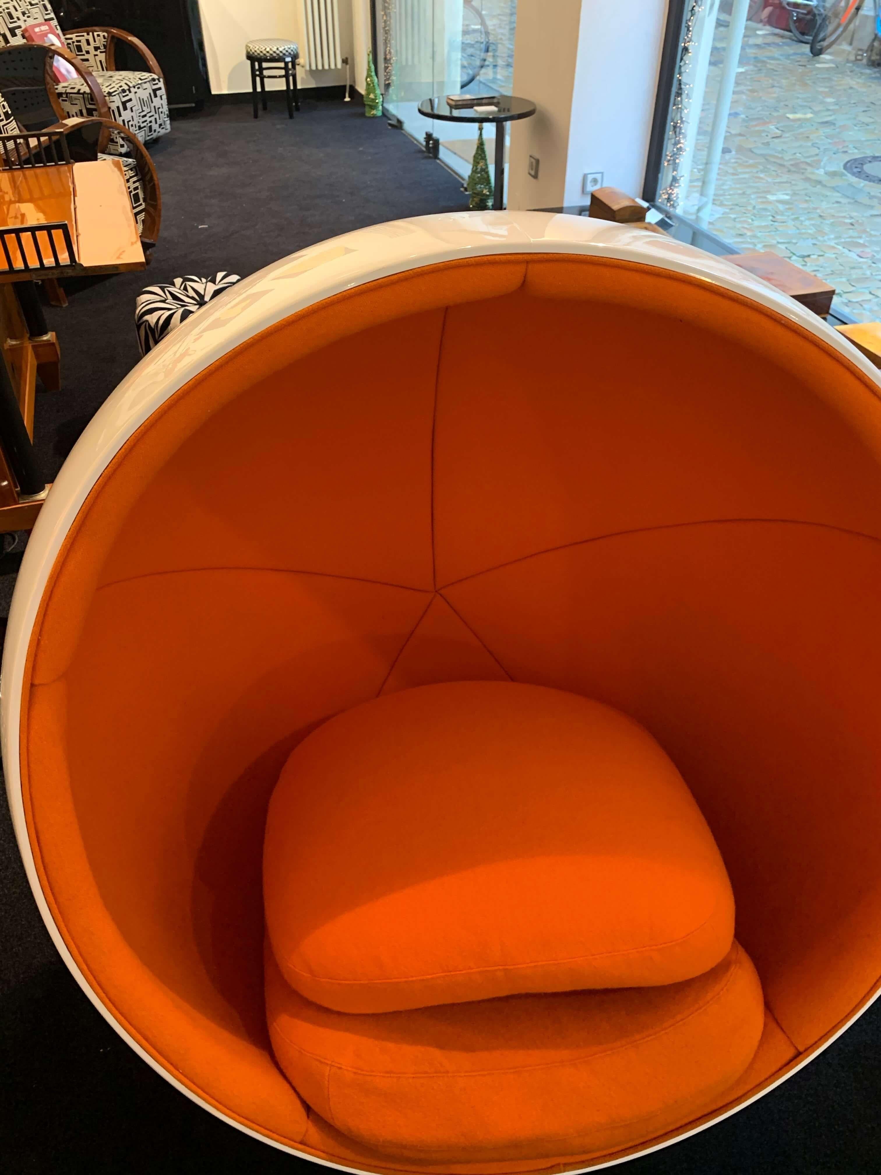 Late 19th Century Ball Chair by Eero Aarnio, Orange and White, Adelta, Finland circa 1980/90s