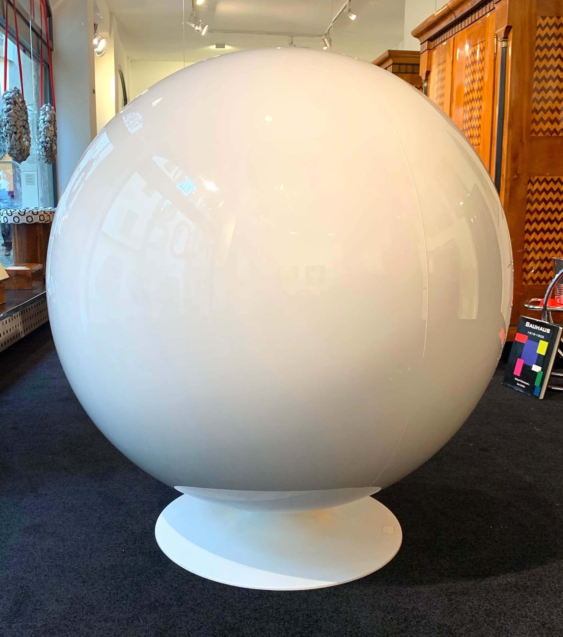 Finnish Ball Chair by Eero Aarnio, Orange and White, Adelta, Finland circa 1980/90s