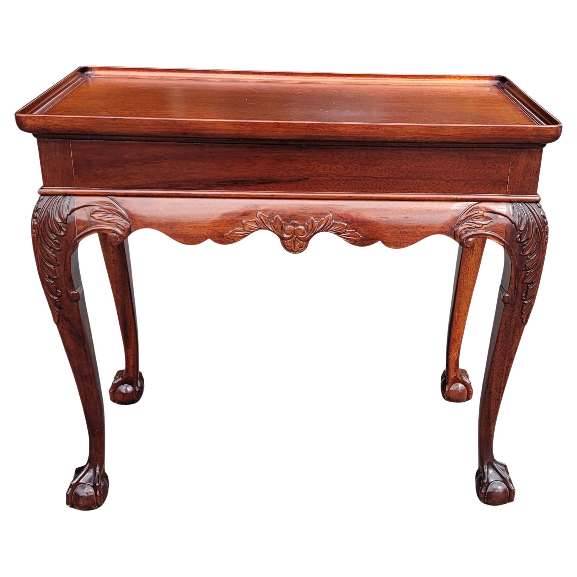 Ball & Claw Chippendale Mahogany Server Console  with Gallery and Pull-out Trays For Sale 2