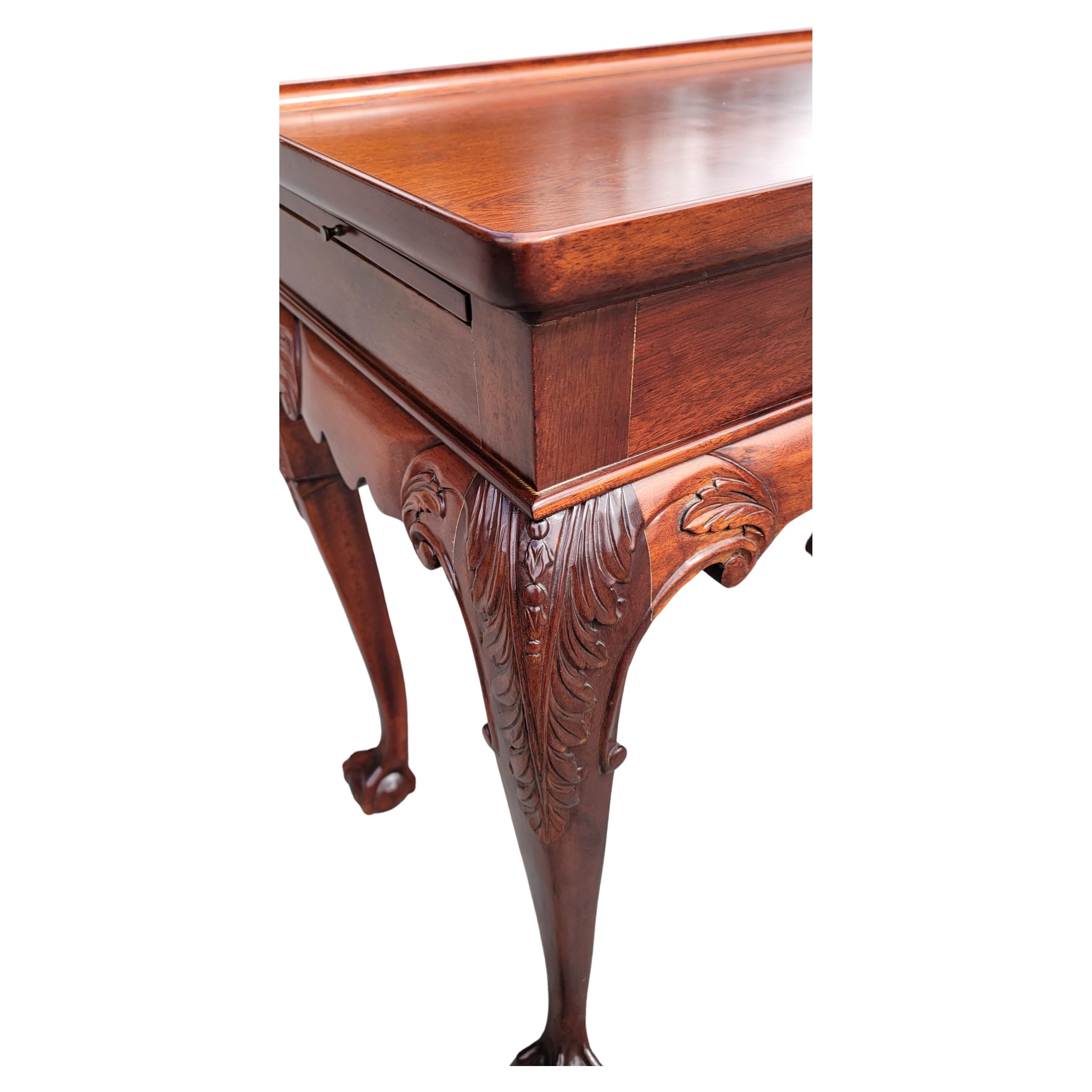 Ball & Claw Chippendale Mahogany Server Console  with Gallery and Pull-out Trays For Sale 4