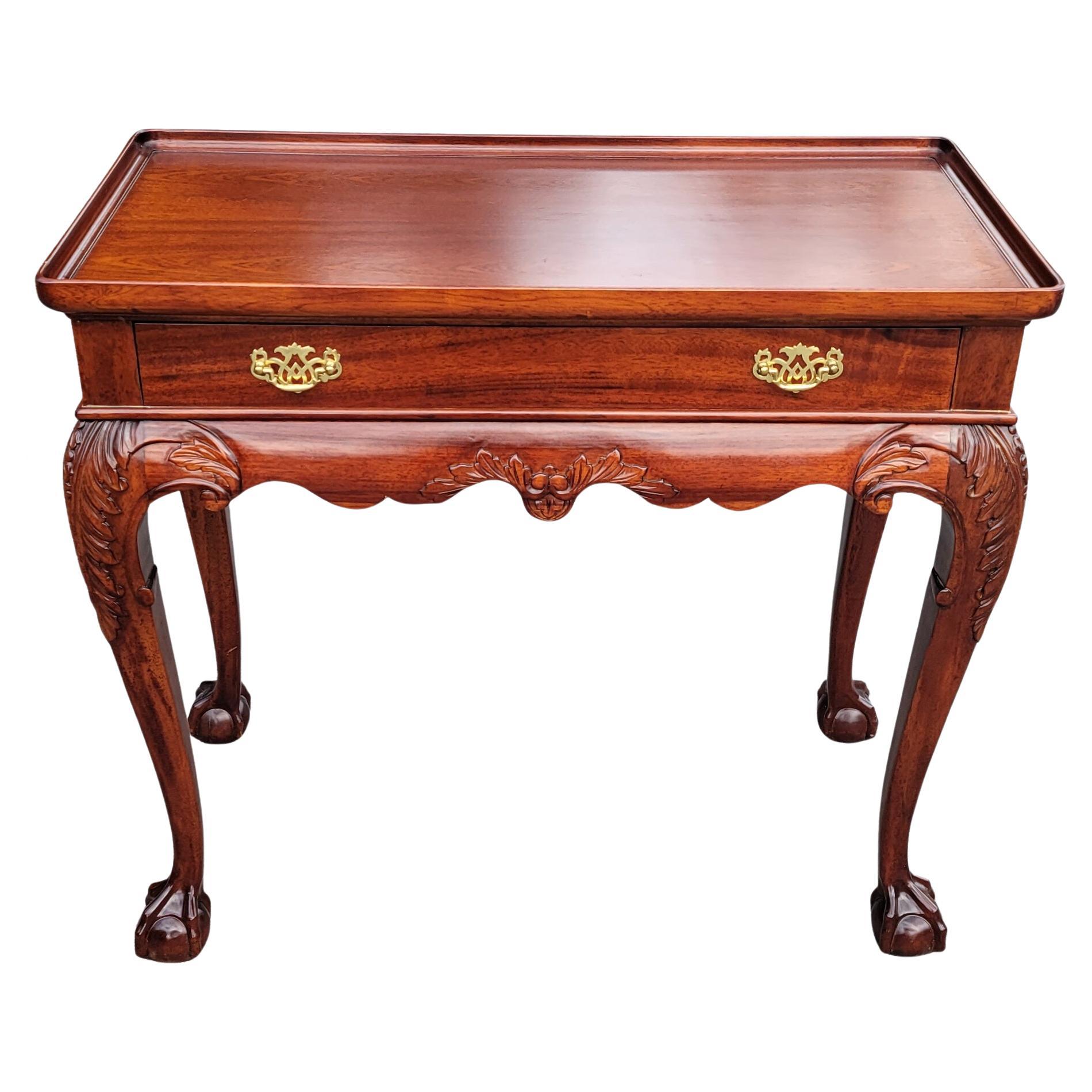American Ball & Claw Chippendale Mahogany Server Console  with Gallery and Pull-out Trays For Sale