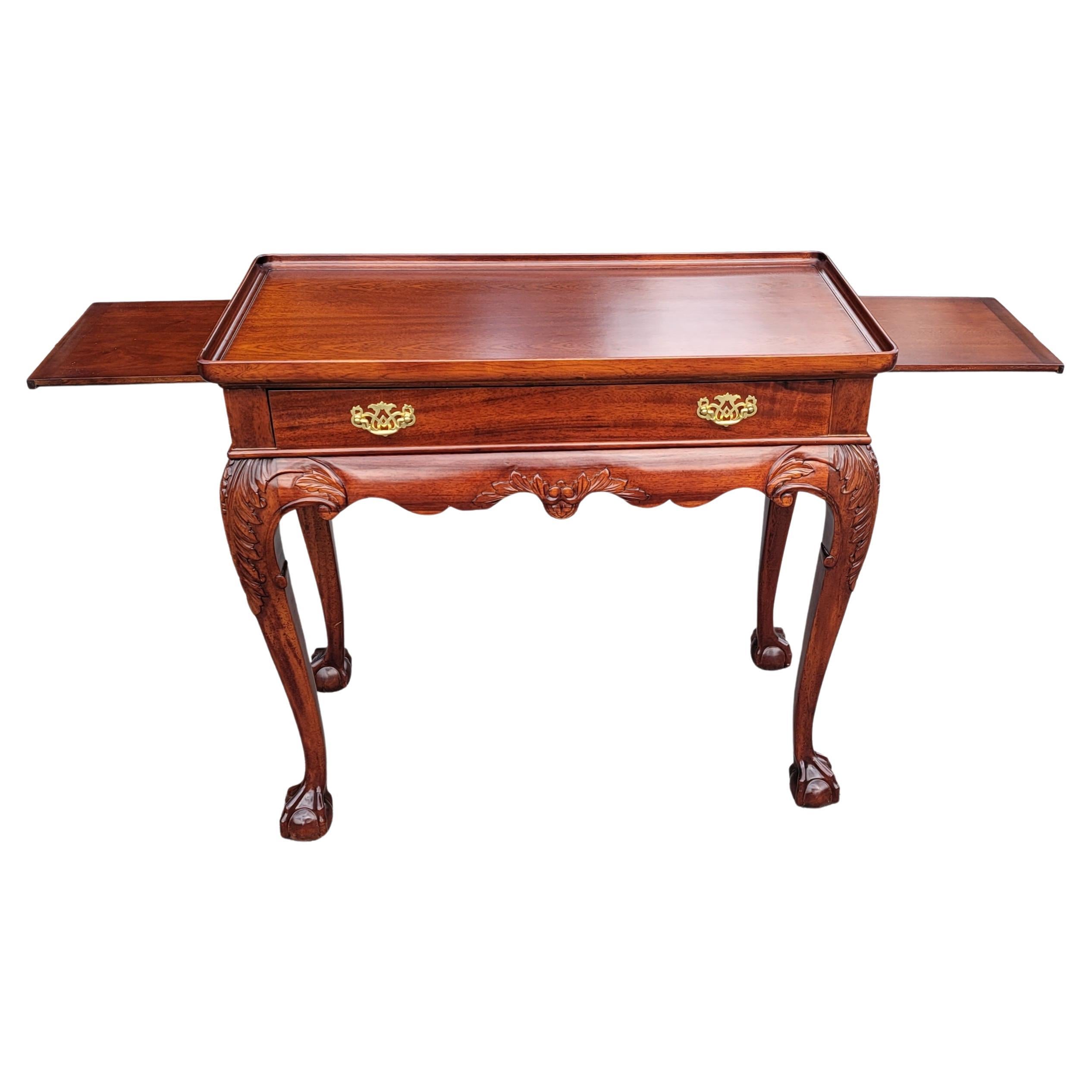 Other Ball & Claw Chippendale Mahogany Server Console  with Gallery and Pull-out Trays For Sale