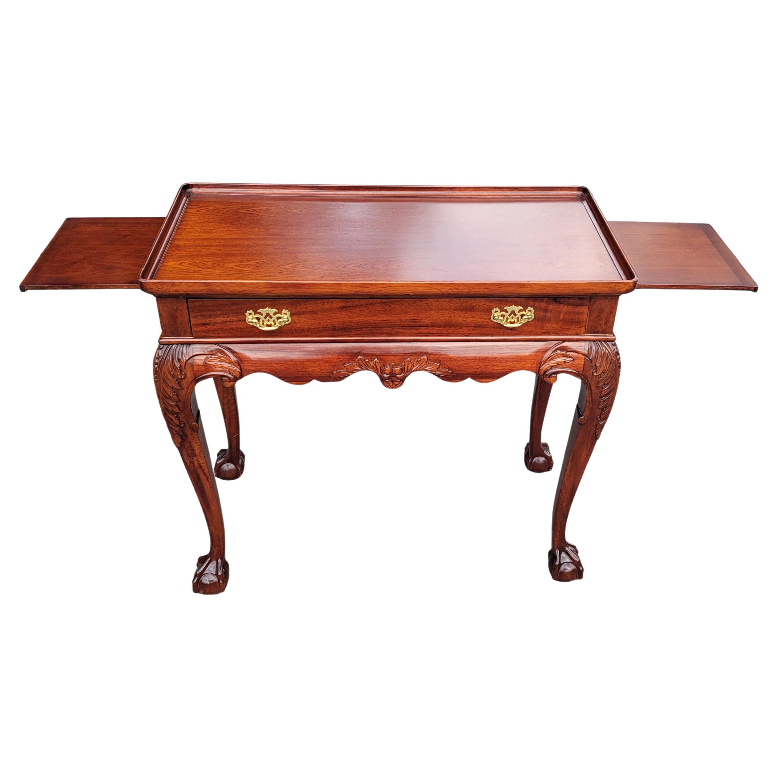 Ball & Claw Chippendale Mahogany Server Console  with Gallery and Pull-out Trays In Good Condition For Sale In Germantown, MD