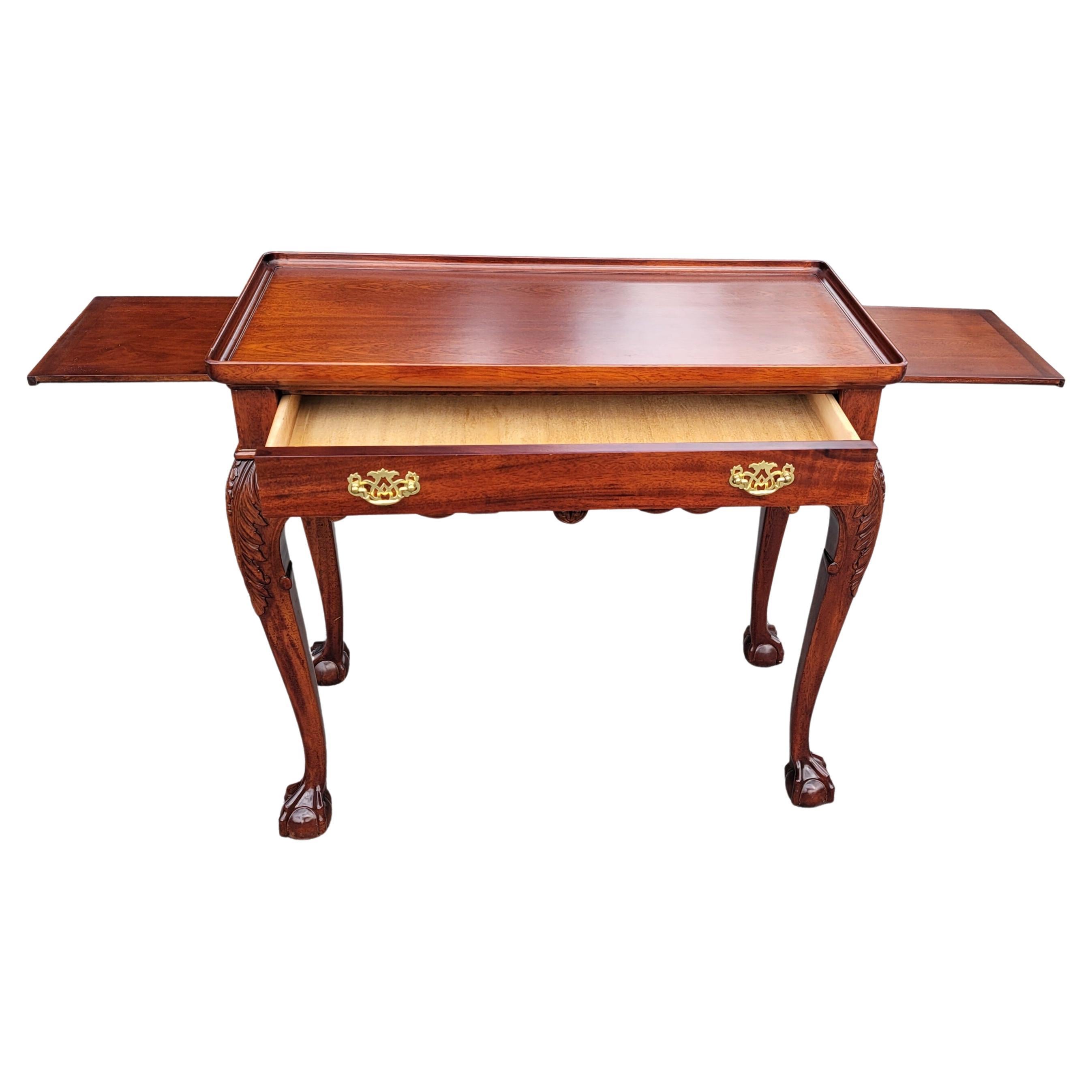 20th Century Ball & Claw Chippendale Mahogany Server Console  with Gallery and Pull-out Trays For Sale