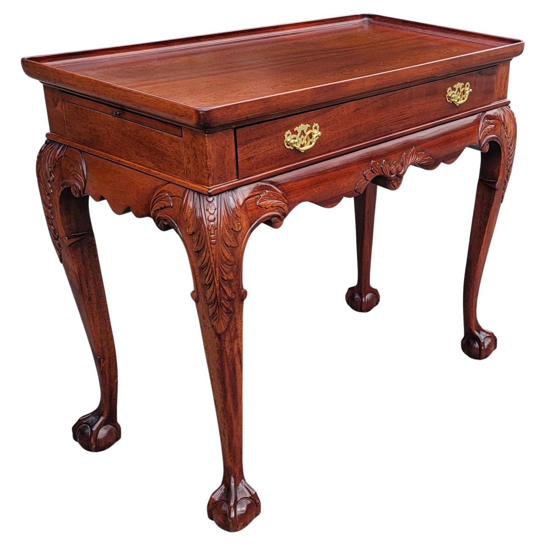 Ball & Claw Chippendale Mahogany Server Console  with Gallery and Pull-out Trays For Sale 1