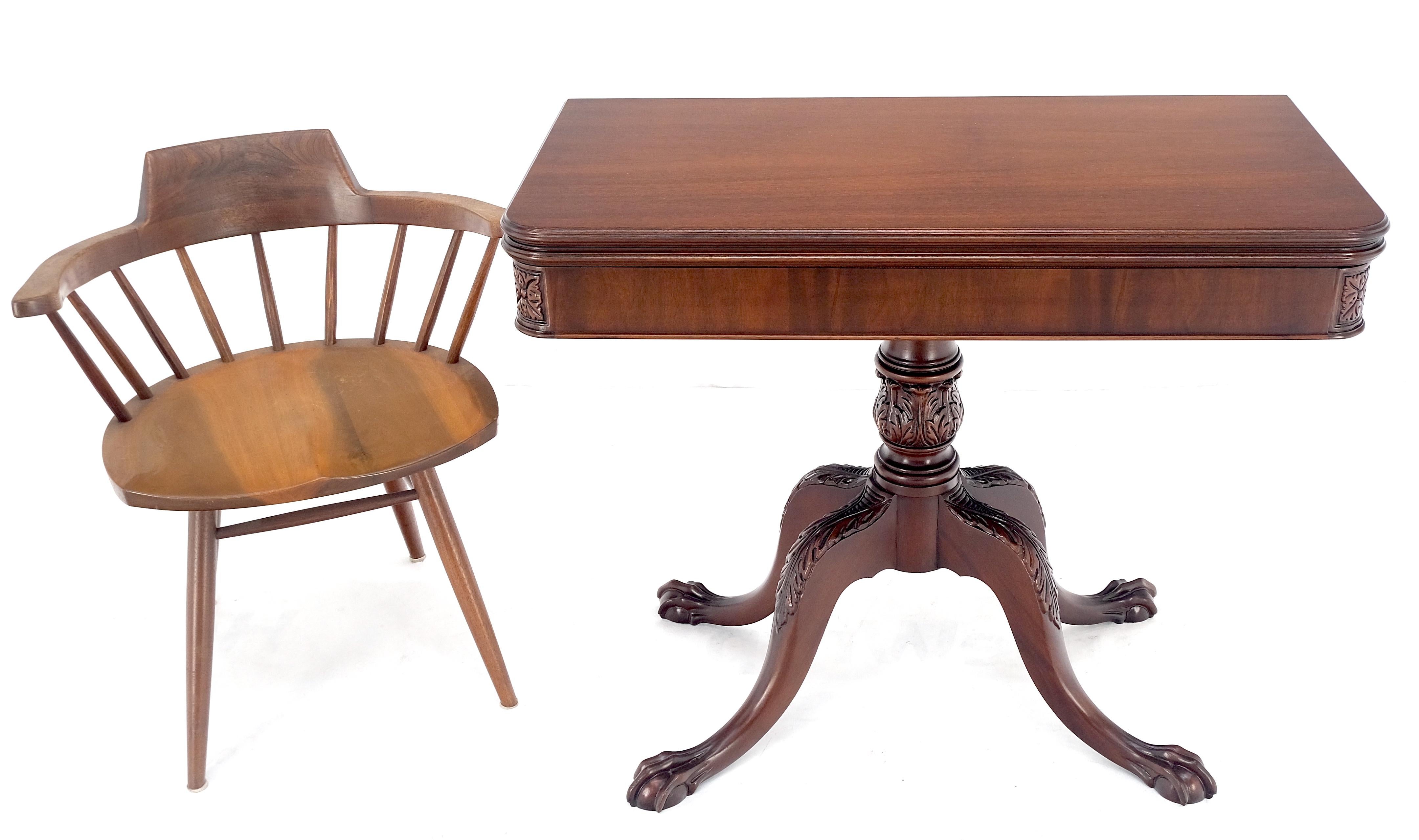 Ball & Claw Chippendale Style Mahogany Expandable Flip Top Game Console Table For Sale 6