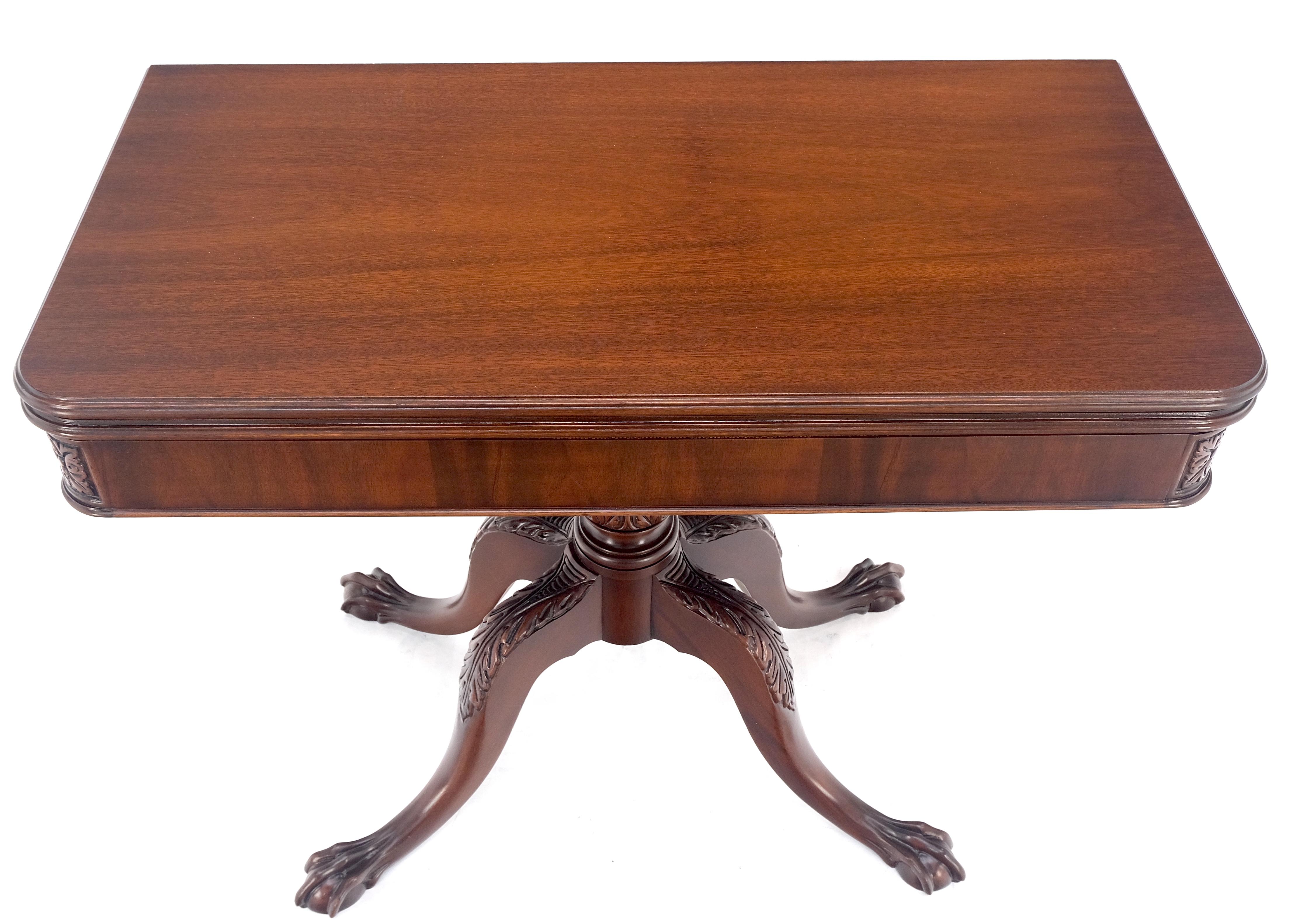 Ball & Claw Chippendale Style Mahogany Expandable Flip Top Game Console Table For Sale 7