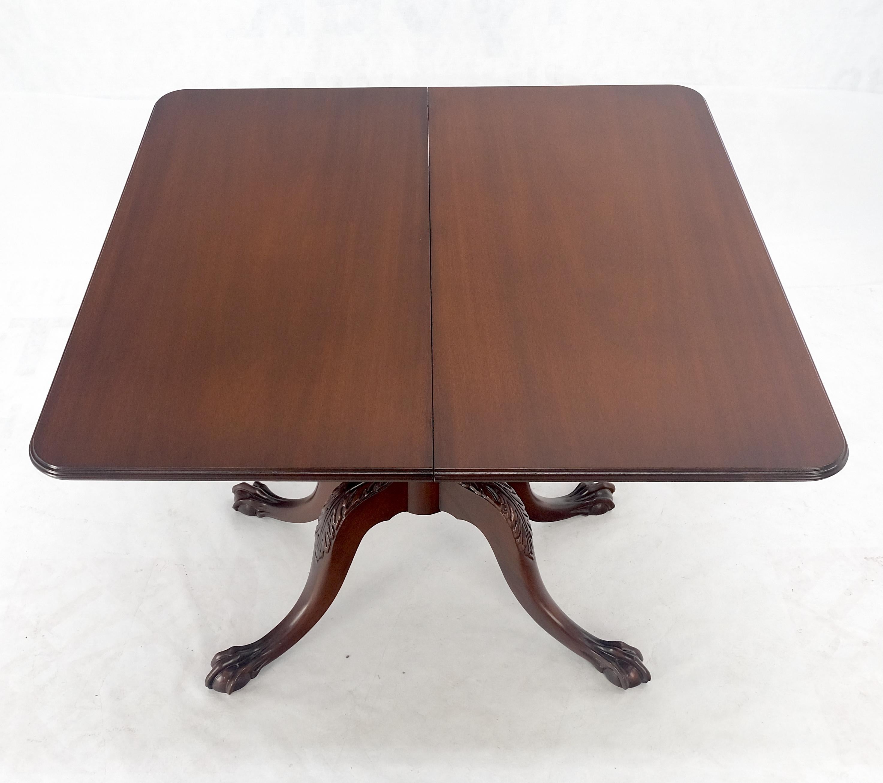 Ball & Claw Chippendale Style Mahogany Expandable Flip Top Game Console Table For Sale 11