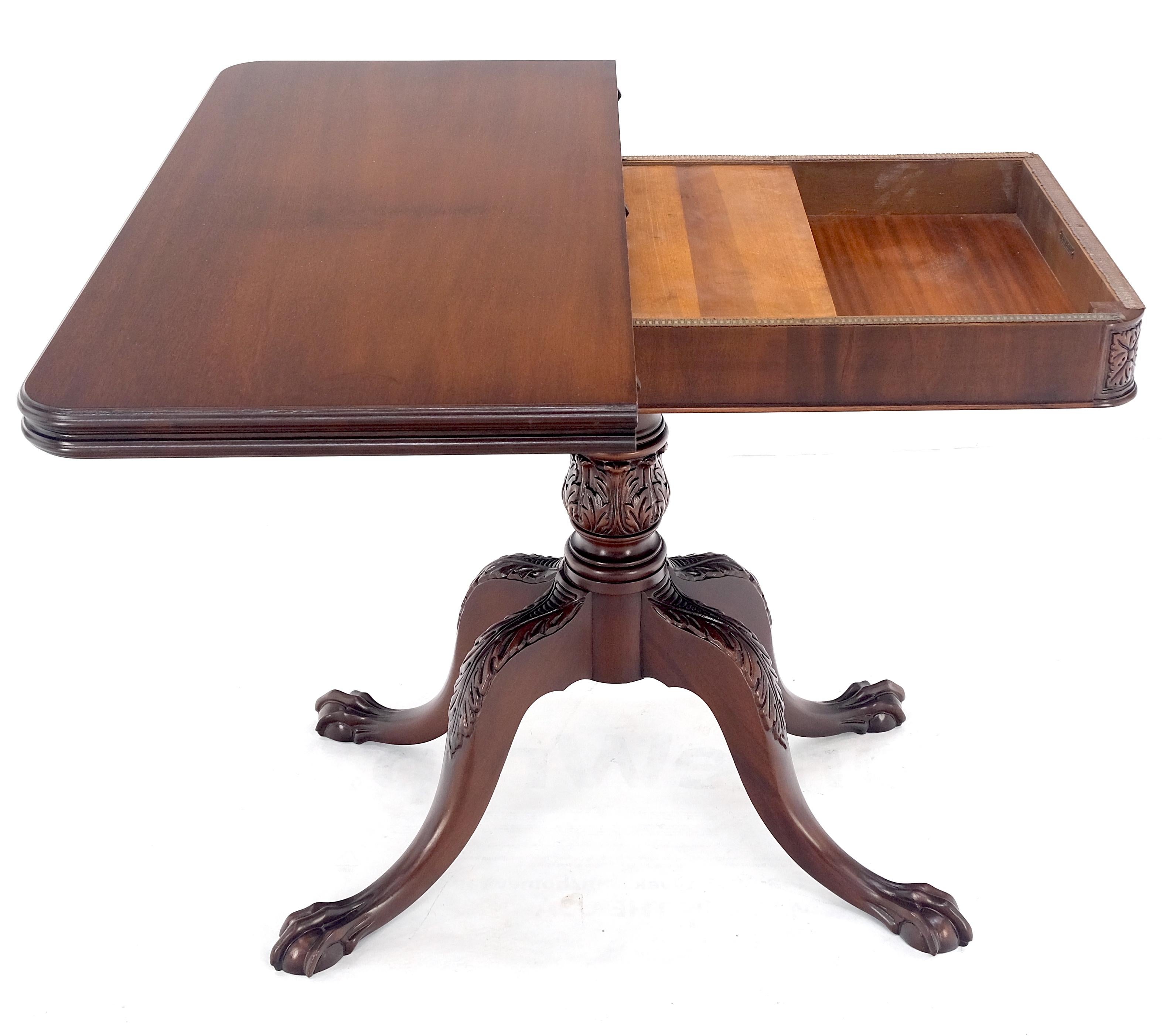Ball & Claw Chippendale Style Mahogany Expandable Flip Top Game Console Table MINT!