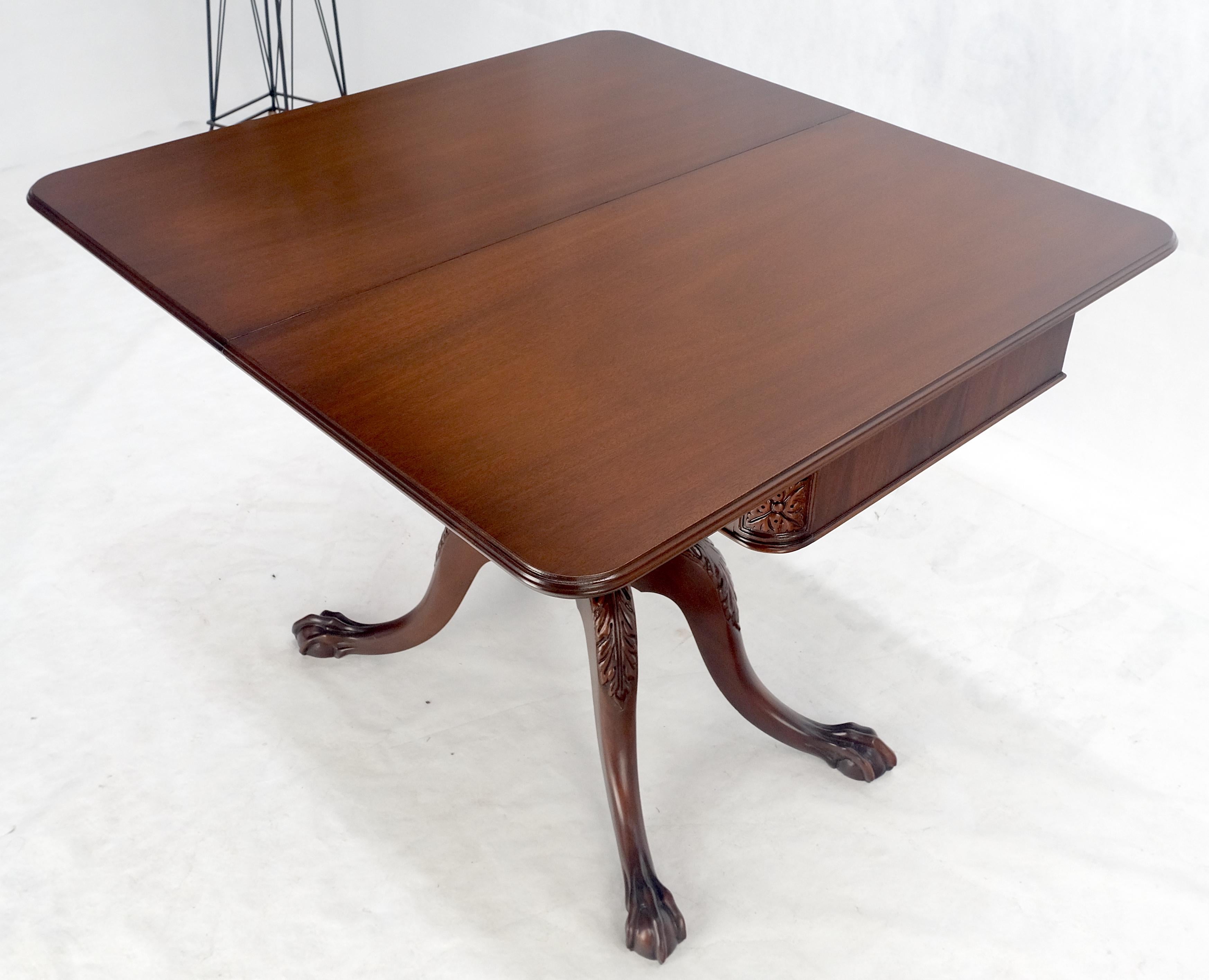 American Ball & Claw Chippendale Style Mahogany Expandable Flip Top Game Console Table For Sale