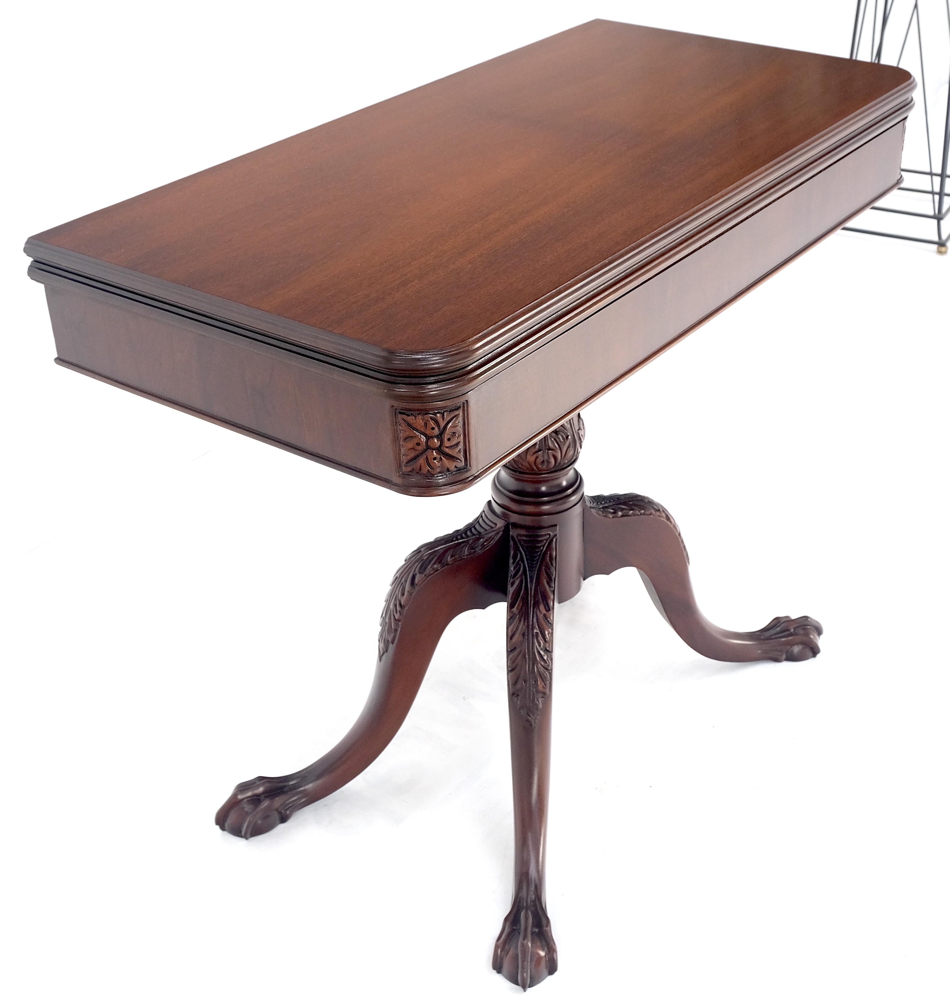 Ball & Claw Chippendale Style Mahogany Expandable Flip Top Game Console Table In Good Condition For Sale In Rockaway, NJ