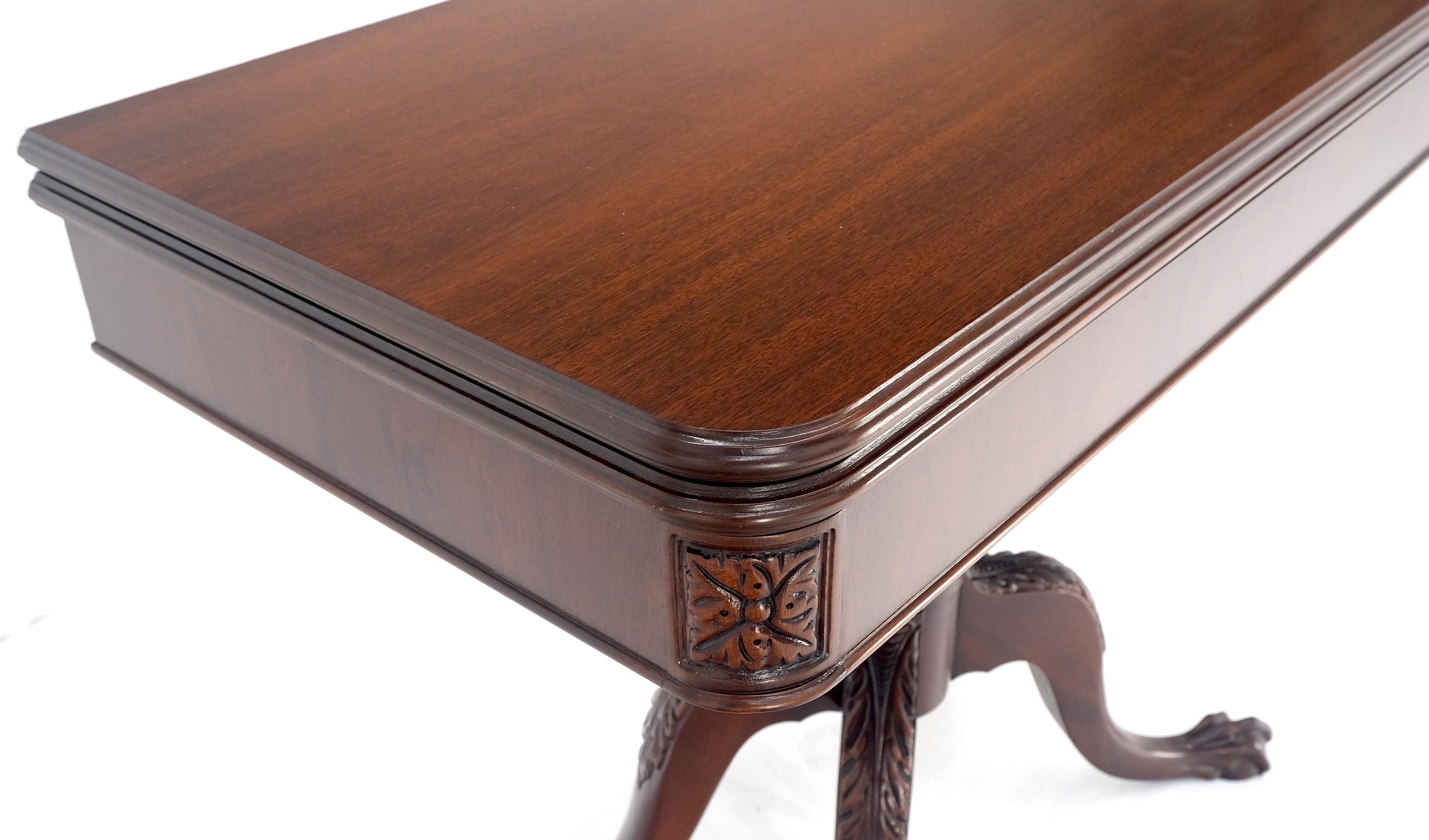 Ball & Claw Chippendale Style Mahogany Expandable Flip Top Game Console Table For Sale 1