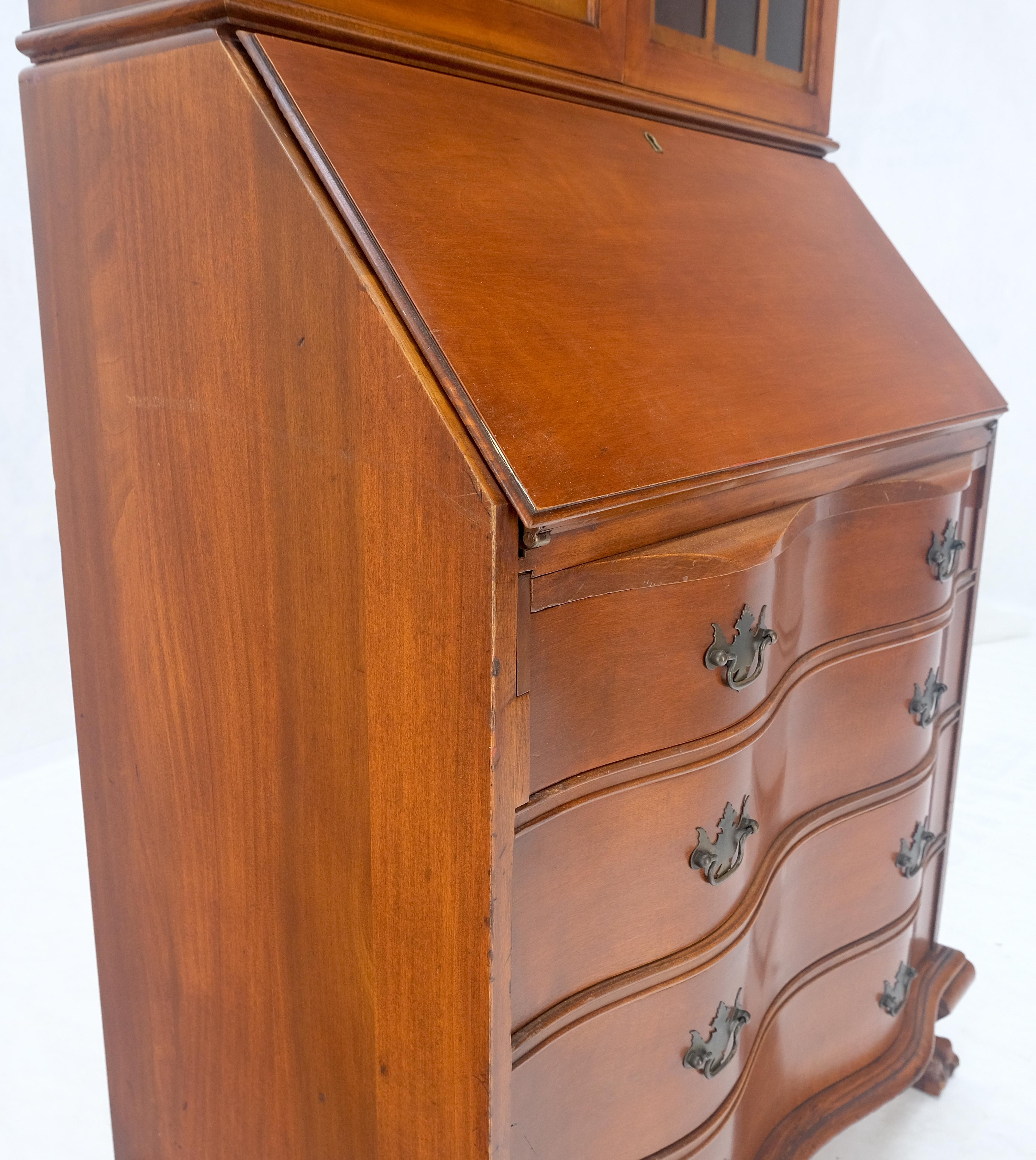 Ball & Claw Chippendale Style Mahogany Secretary Desk Bookcase Drawers Dresser 7