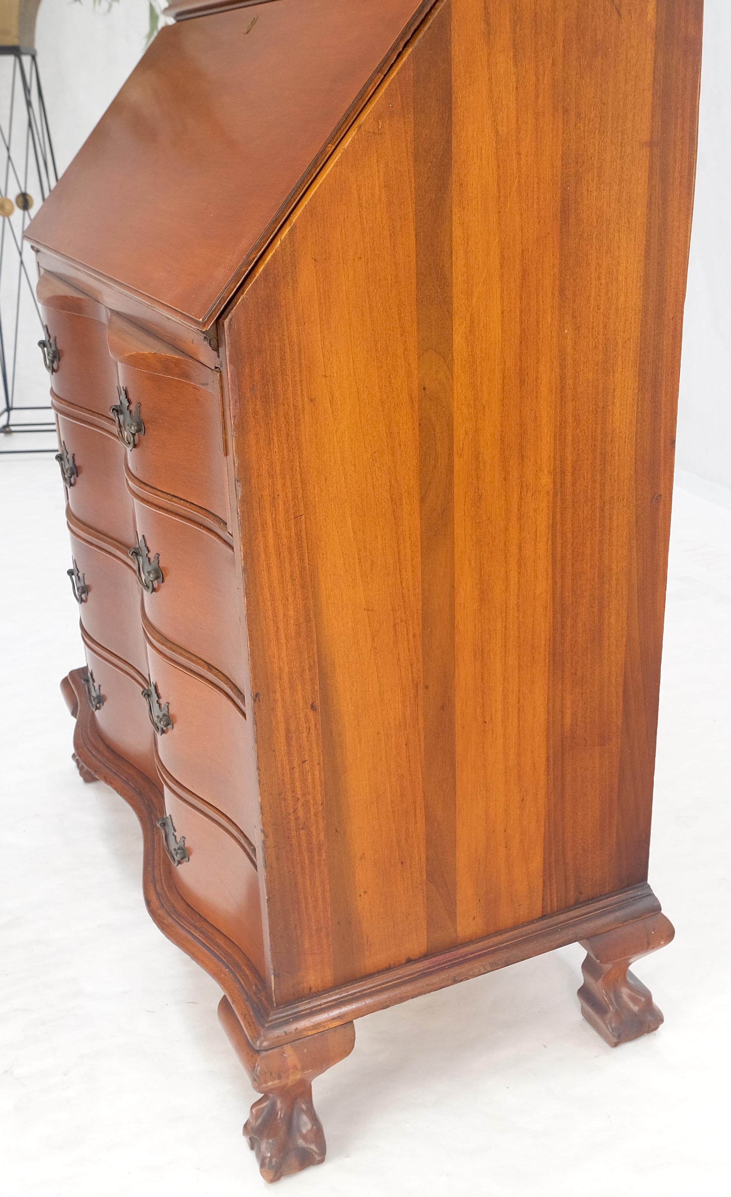 Vintage Ball & Claw Chippendale Style Mahogany Secretary Desk Bookcase Drawers Dresser 